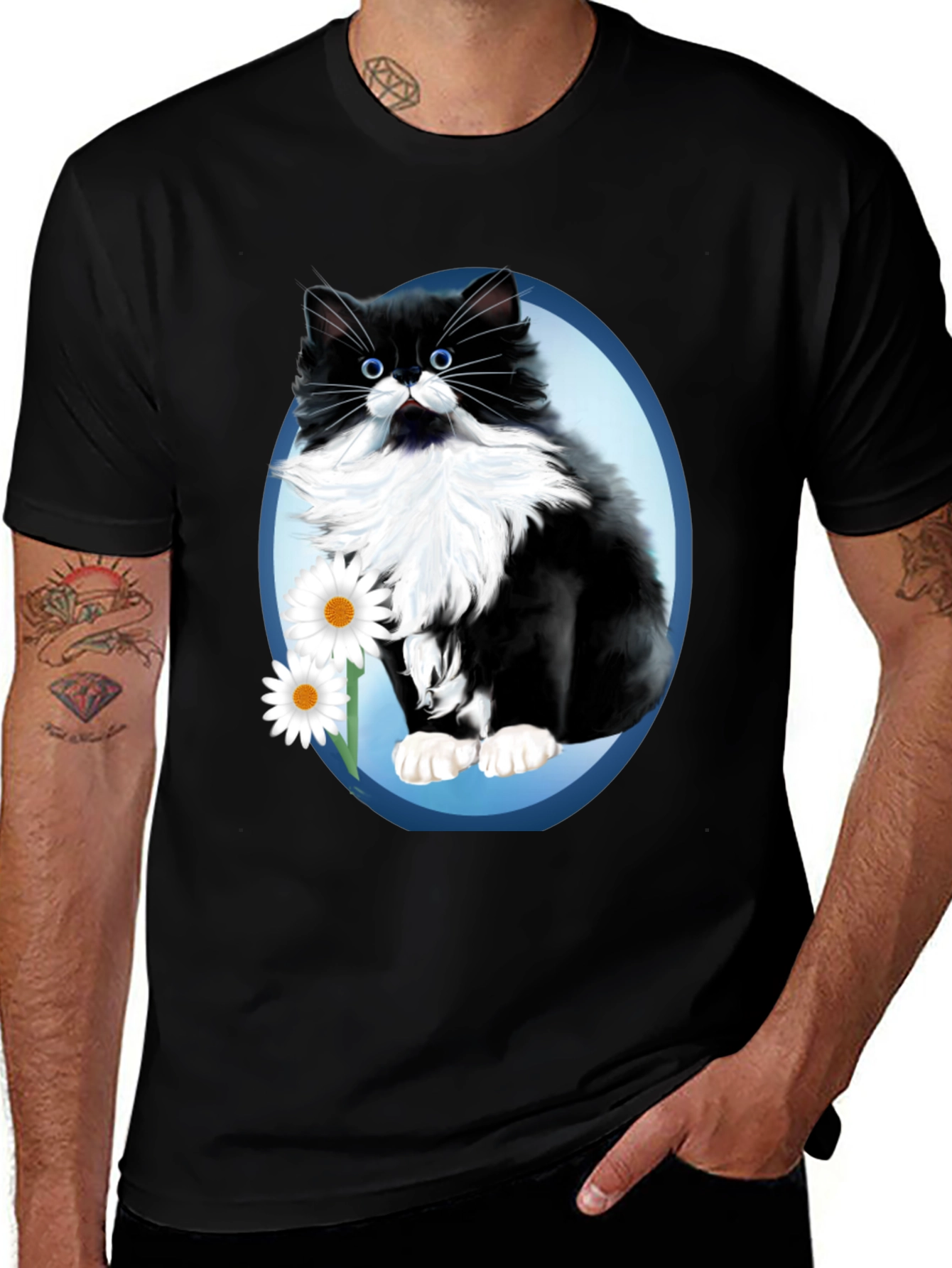 Variant 2 of Black Cat Daisy T-Shirt
