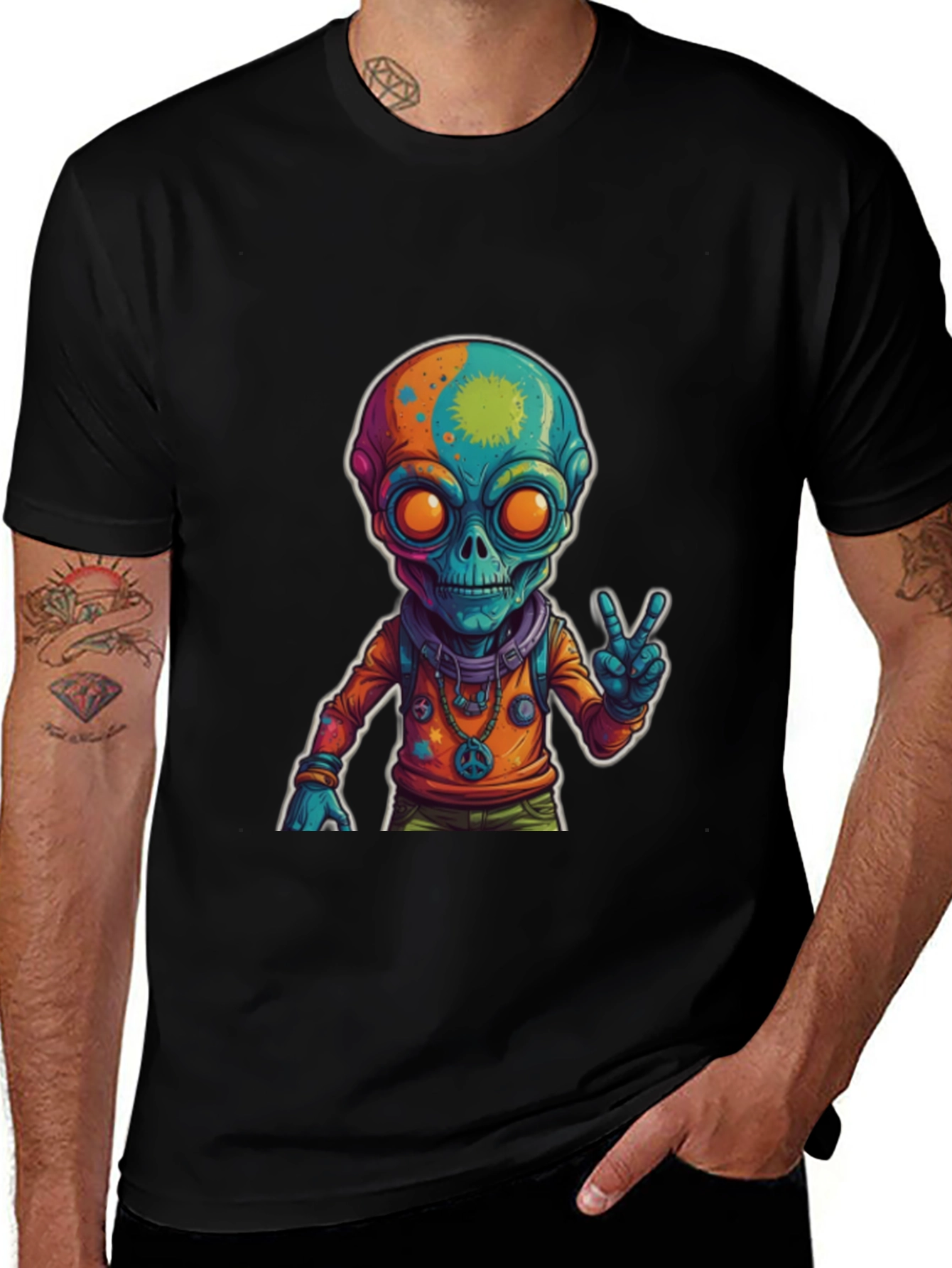 Variant 17 of Alien Peace Sign T-Shirt