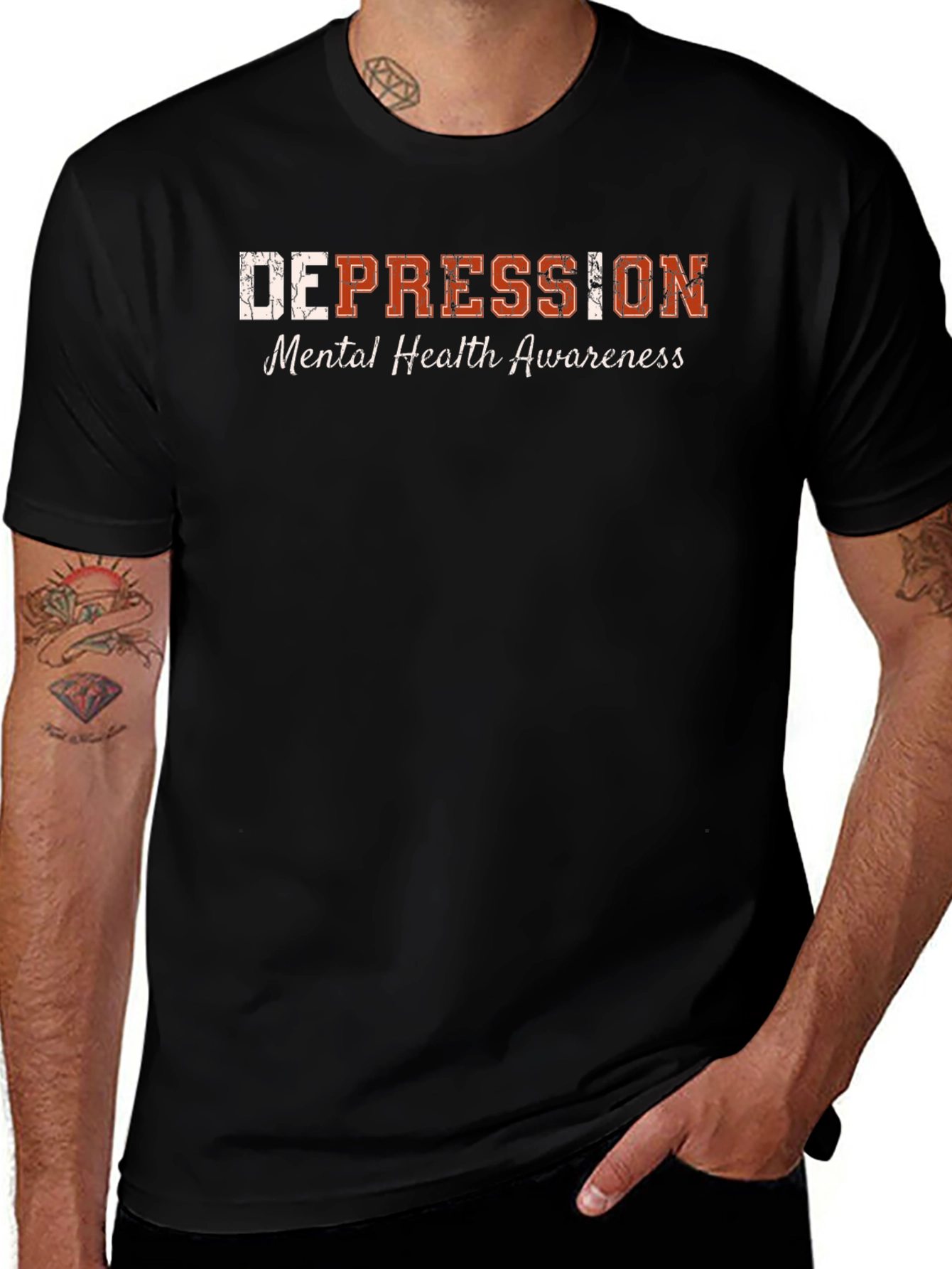Black Depression Mental Health Awareness Graphic T-Shirt main image