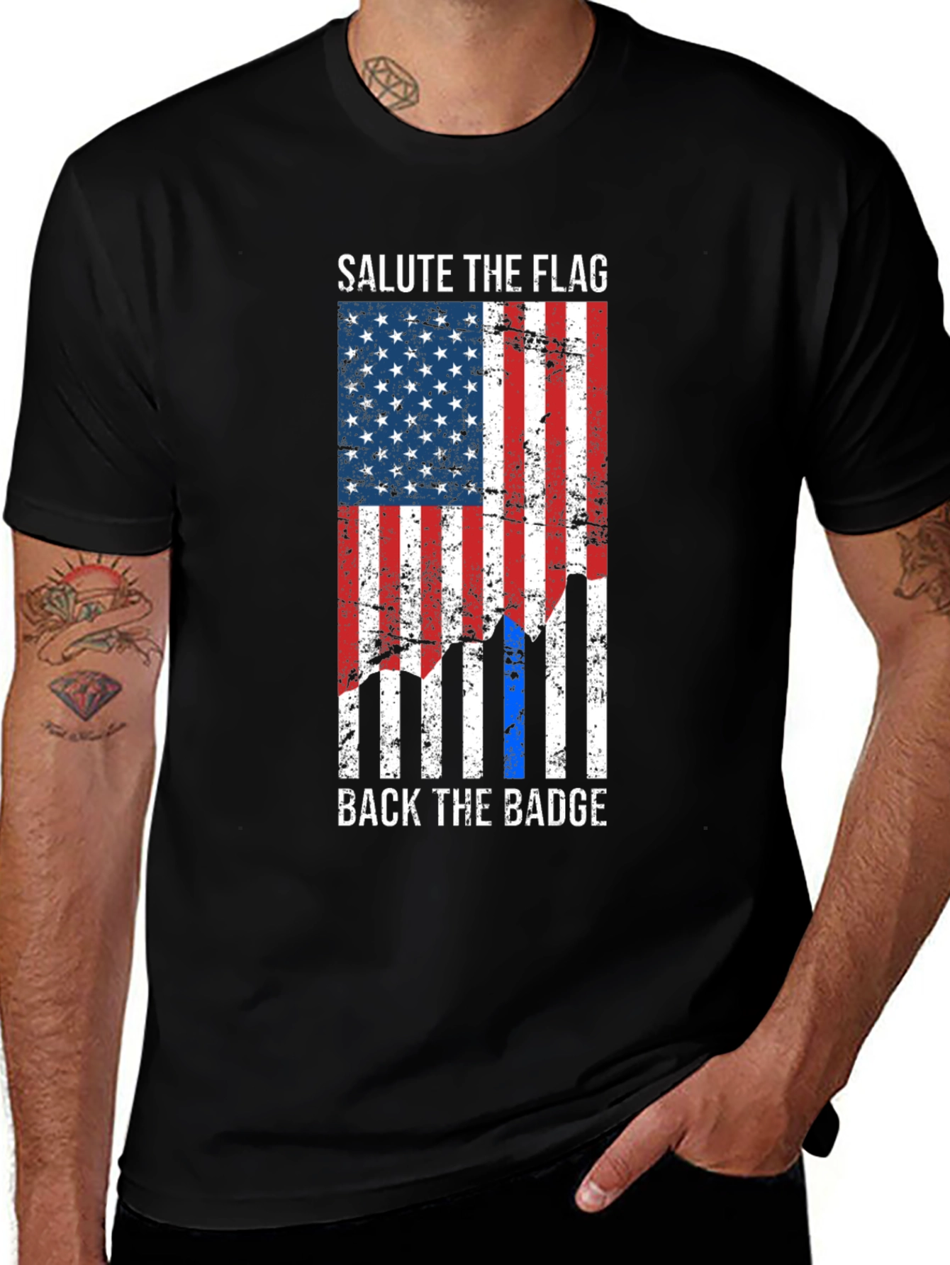 Salute the Flag Back the Badge Graphic Tee