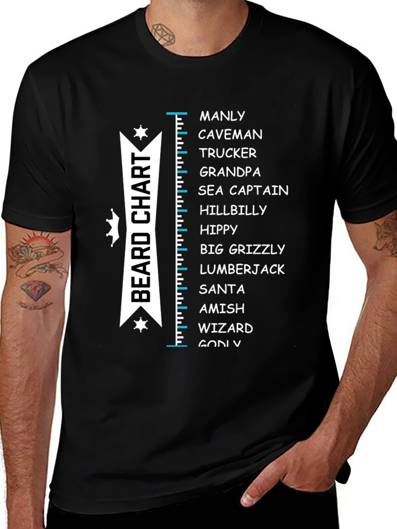 Variant 25 of Beard Chart T-Shirt - Manly Funny Tee