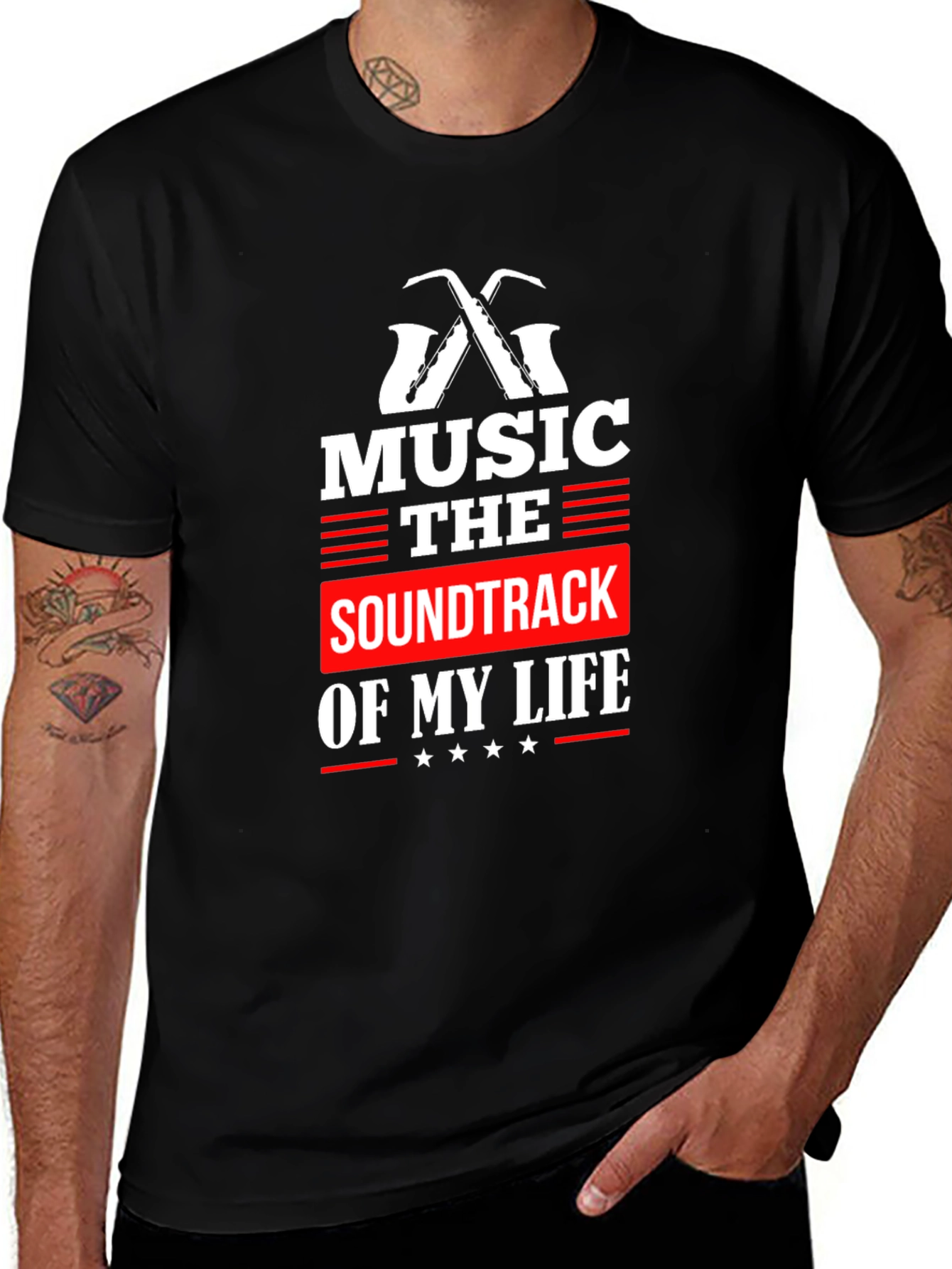 Variant 6 of Music is the Soundtrack of My Life Black Graphic Tee