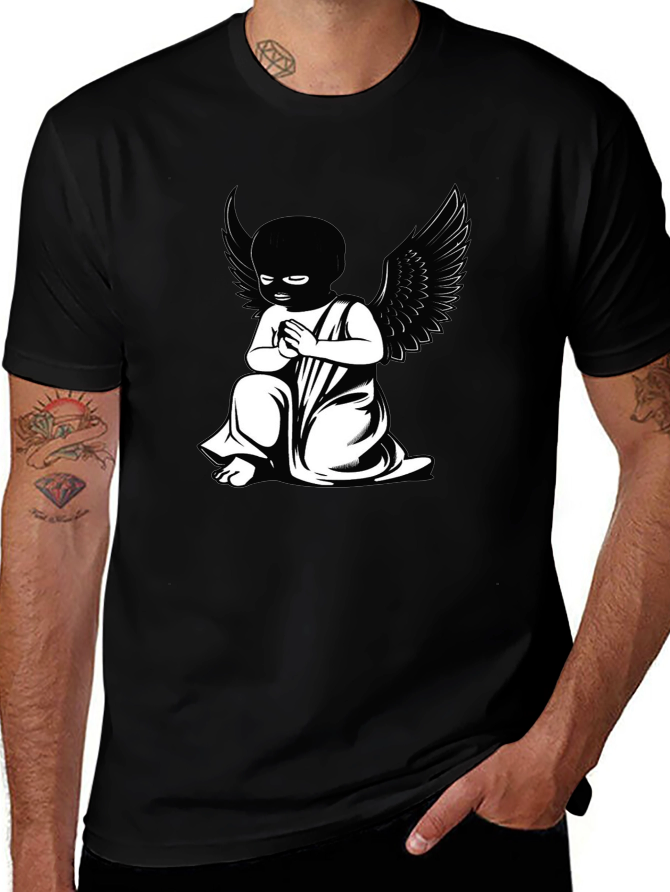 Variant 24 of Black T-Shirt - Angel Graphic Tee
