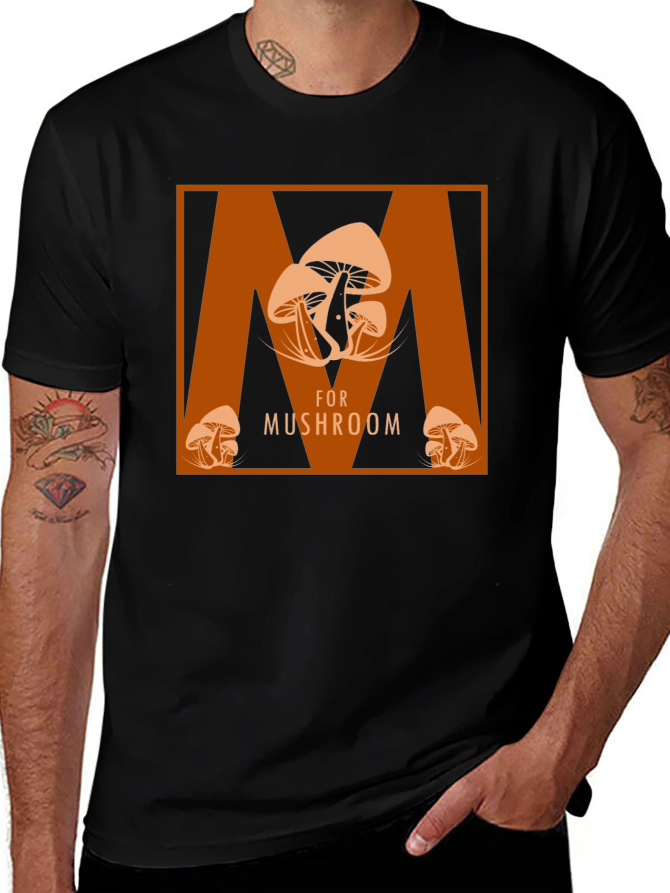 Variant 26 of M is for Mushroom Black T-Shirt