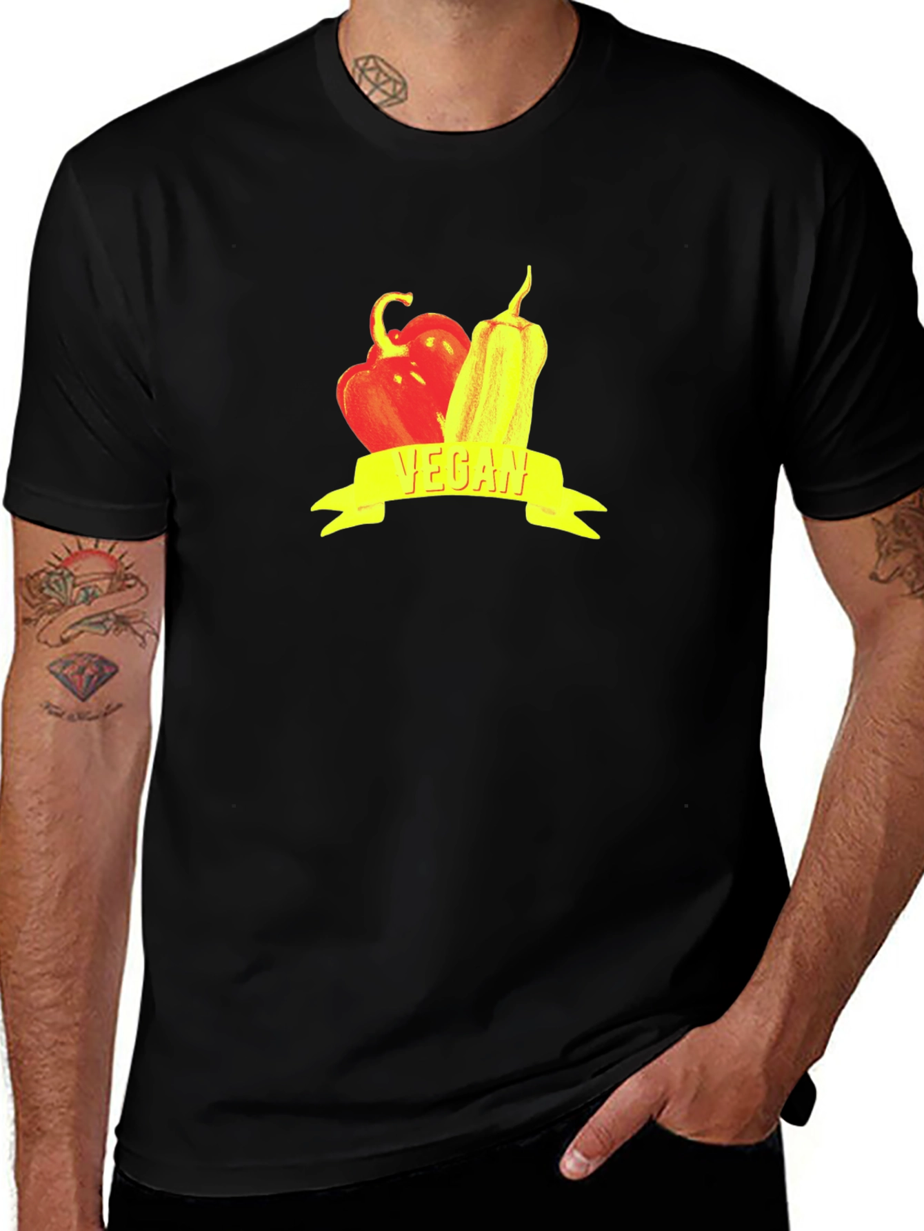 Variant 27 of Vegan Pepper Graphic T-Shirt - Black