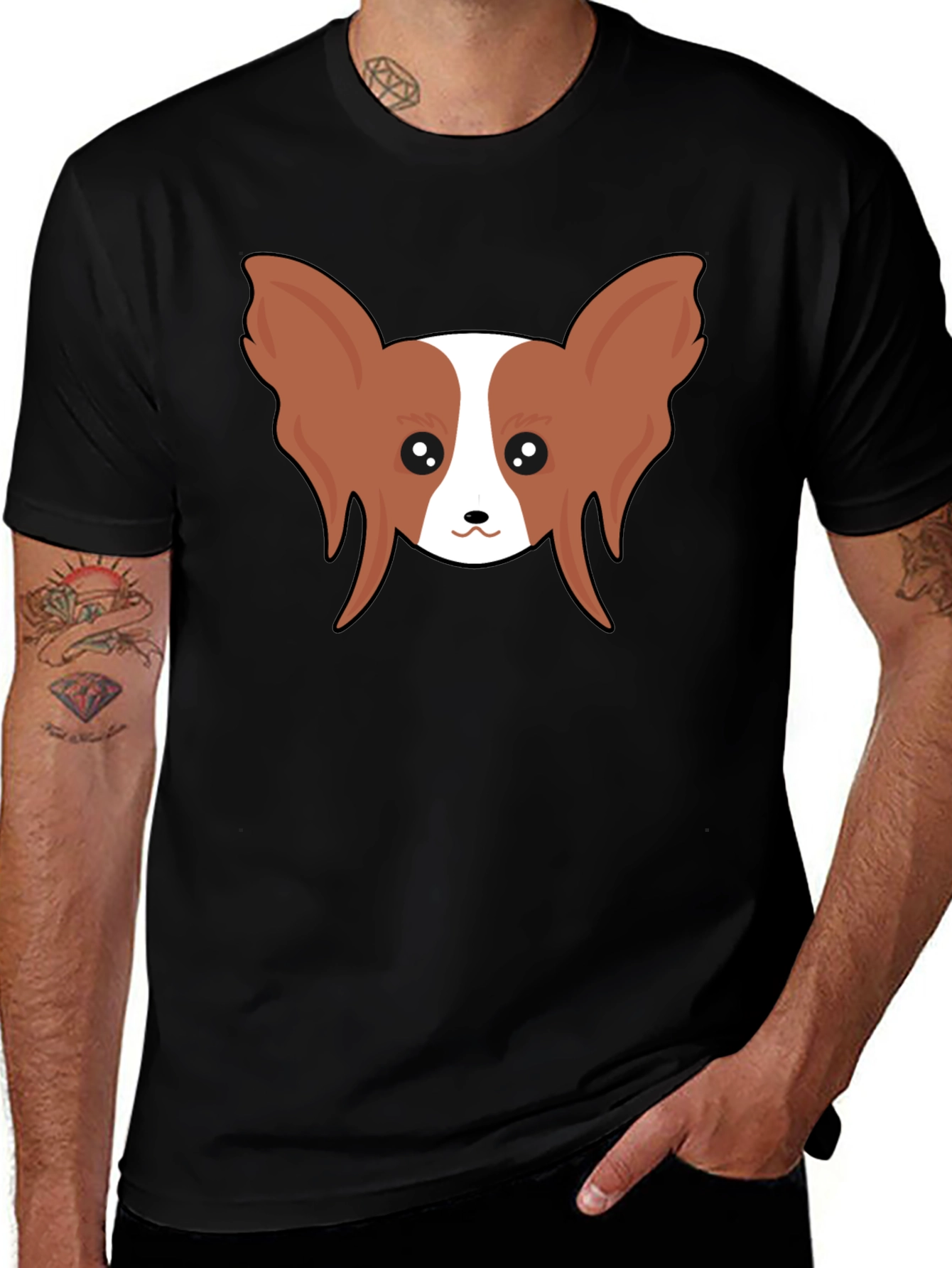 Variant 26 of Papillon Dog Graphic Tee - Unisex Black T-Shirt