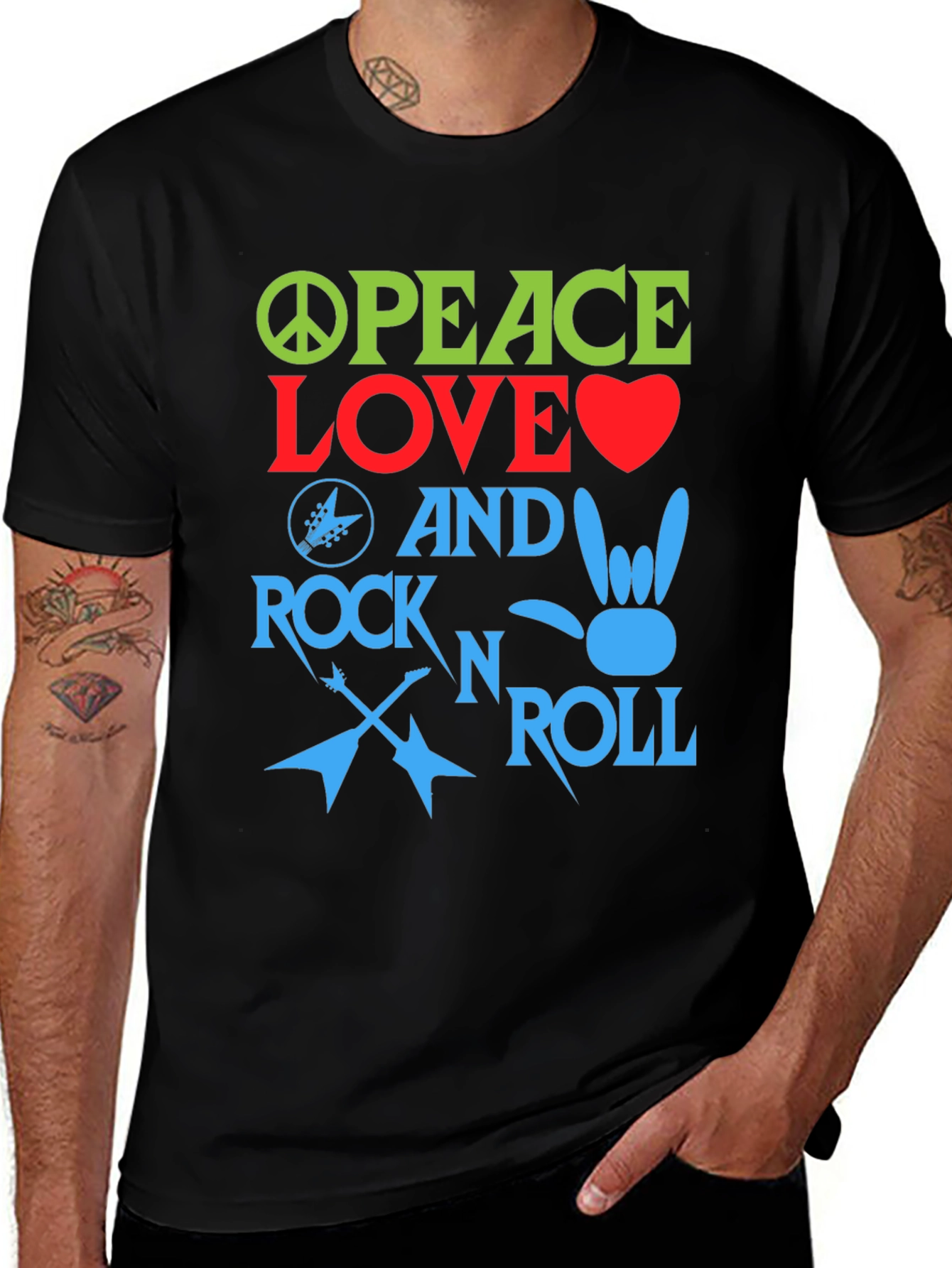 Variant 18 of Peace Love Rock and Roll Graphic Tee