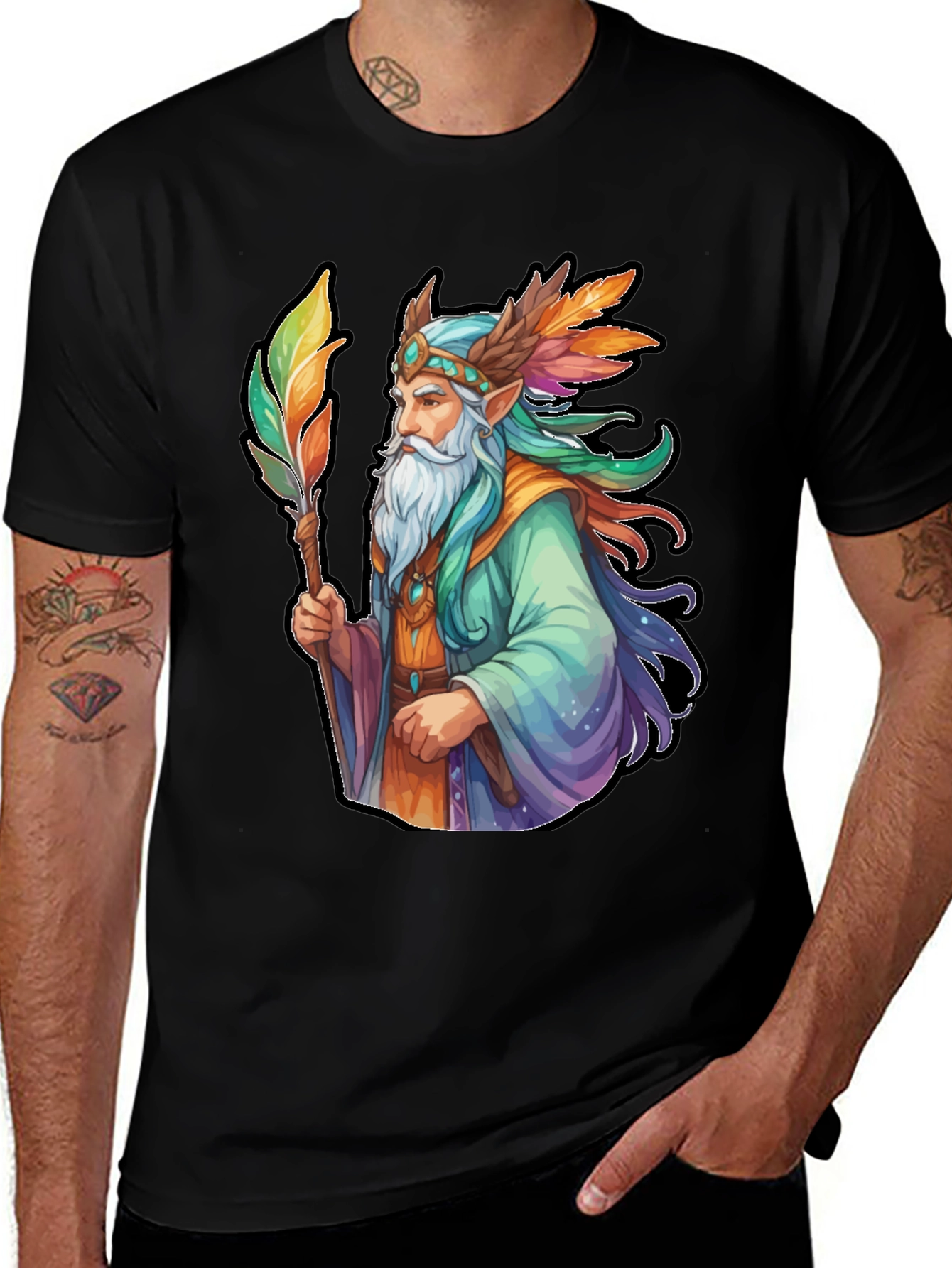 Variant 20 of Wizard Graphic Tee - Colorful Fantasy Design