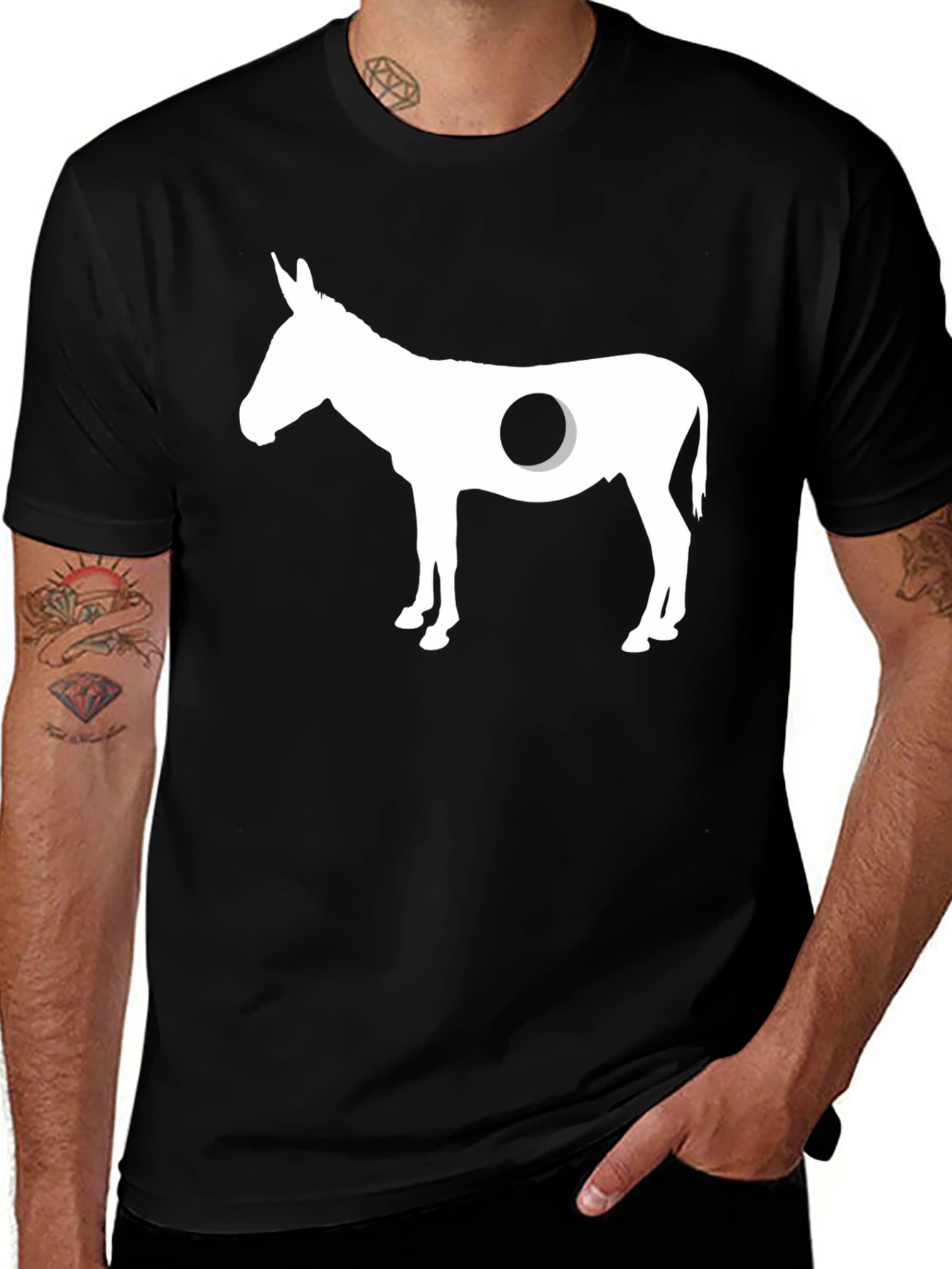 Variant 20 of Donkey Hole Funny Graphic Tee - Black