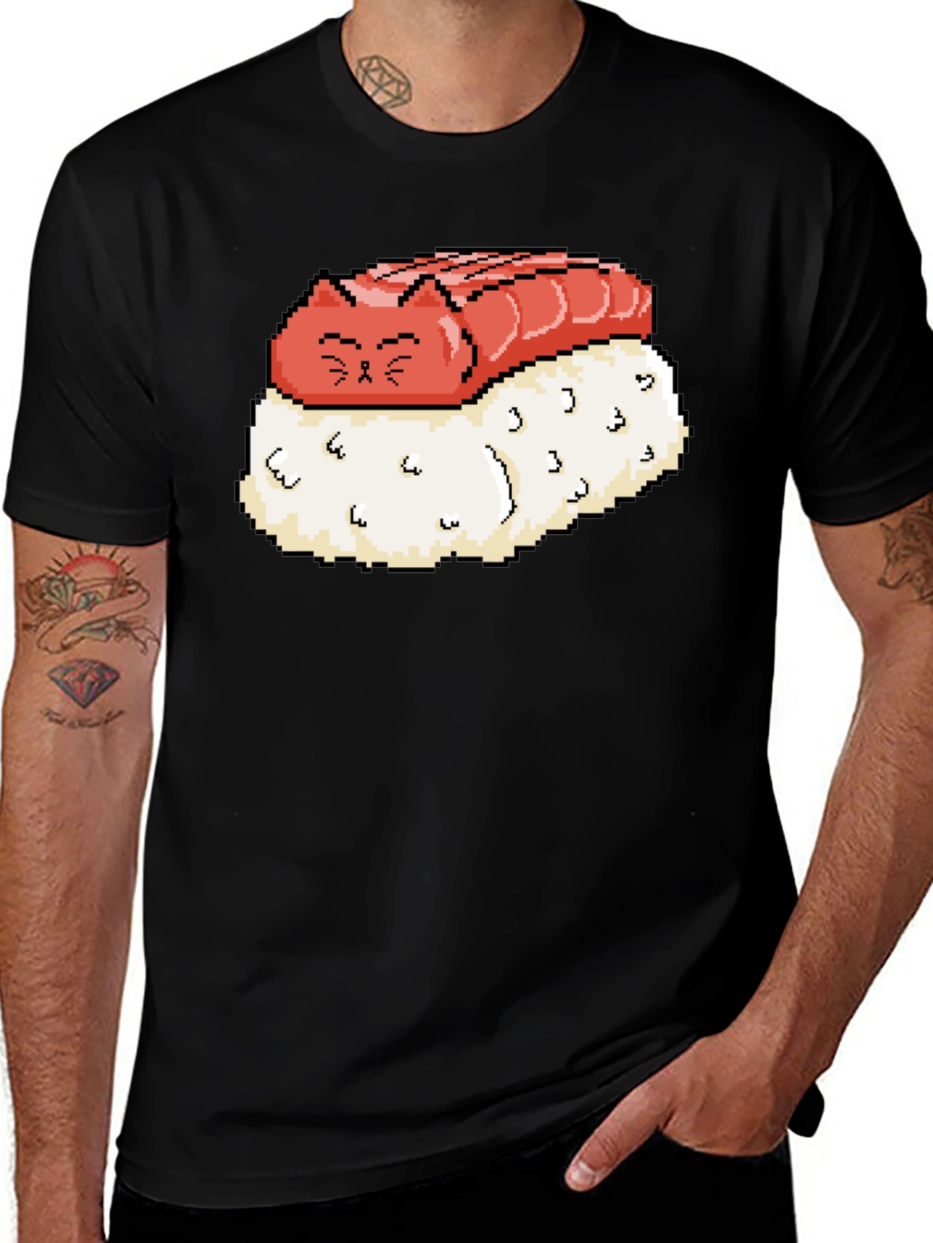Variant 14 of Sushi Cat Pixel Art Graphic Tee