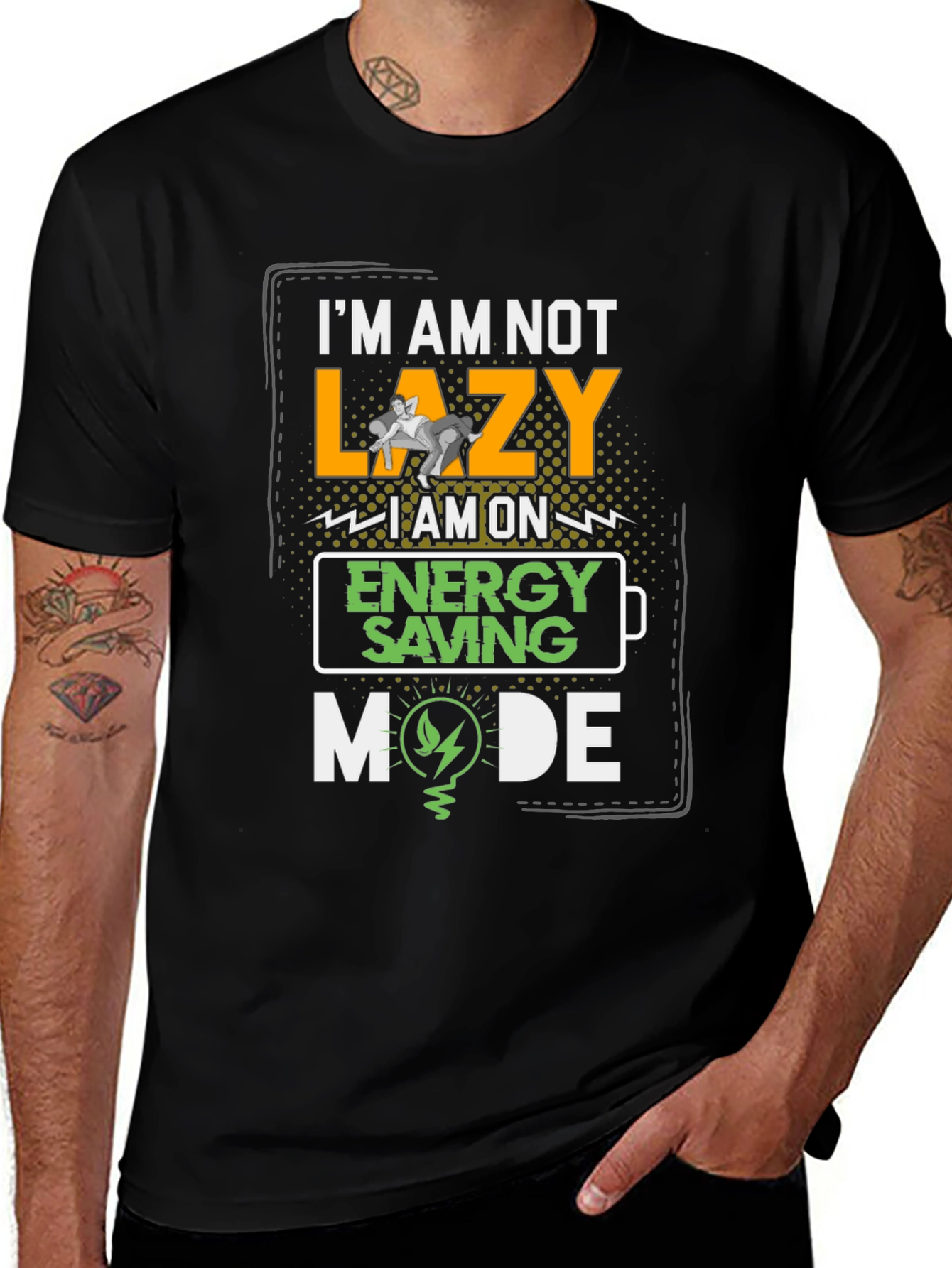 Variant 18 of Funny Energy Saving Mode Graphic T-Shirt