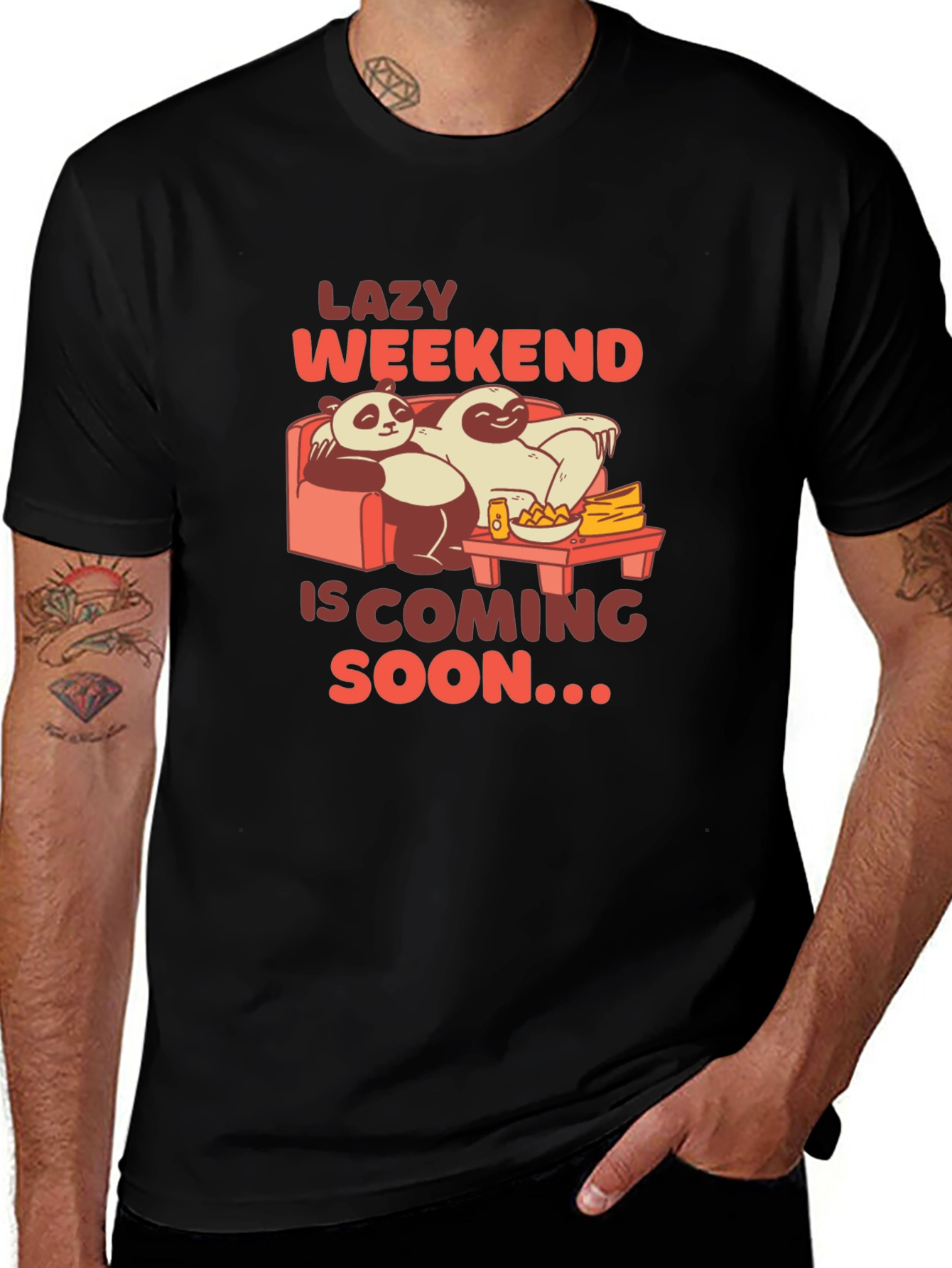 Variant 4 of Lazy Weekend T-Shirt: Panda & Sloth Edition