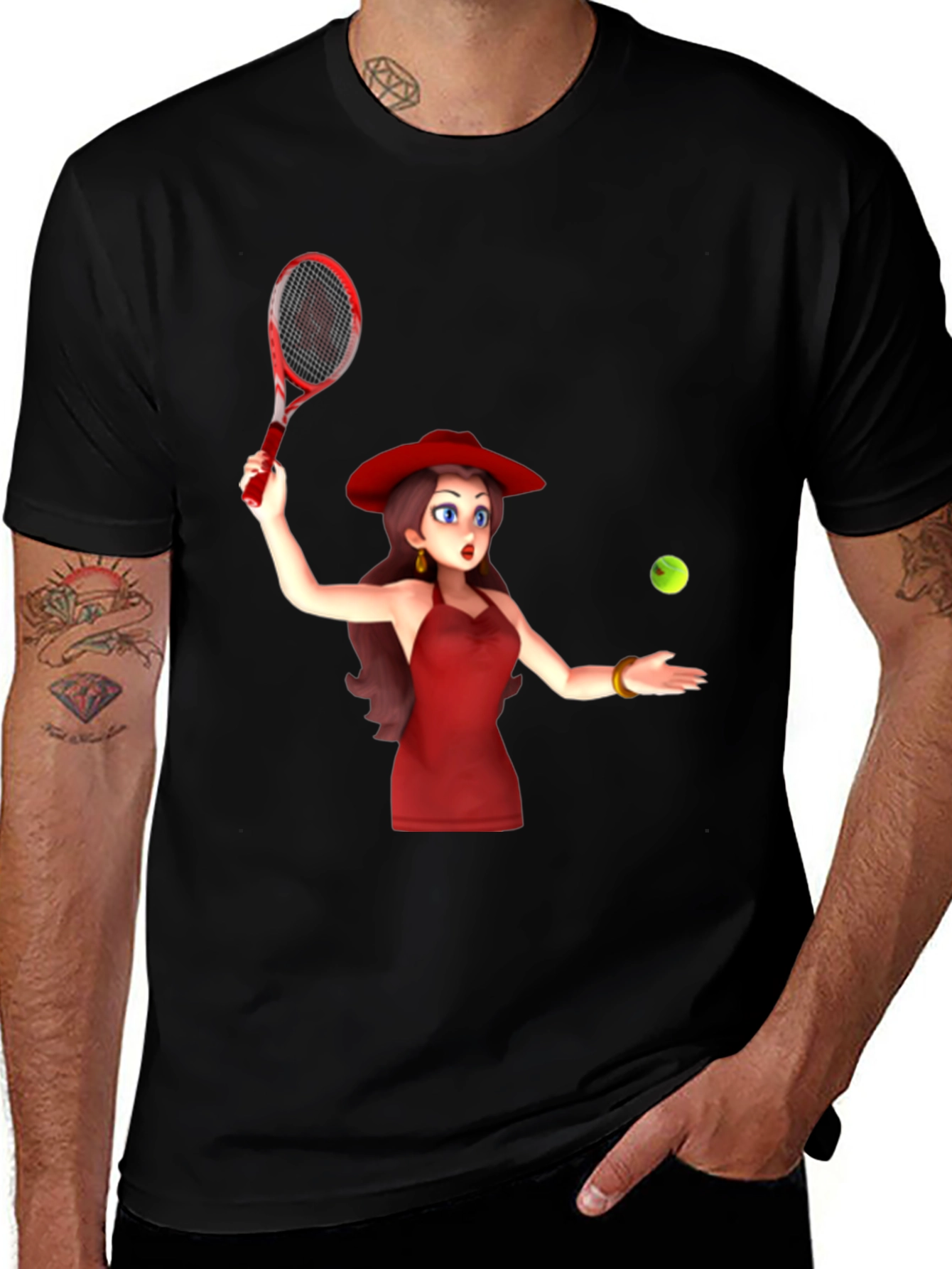 Variant 25 of Tennis Girl Black T-Shirt