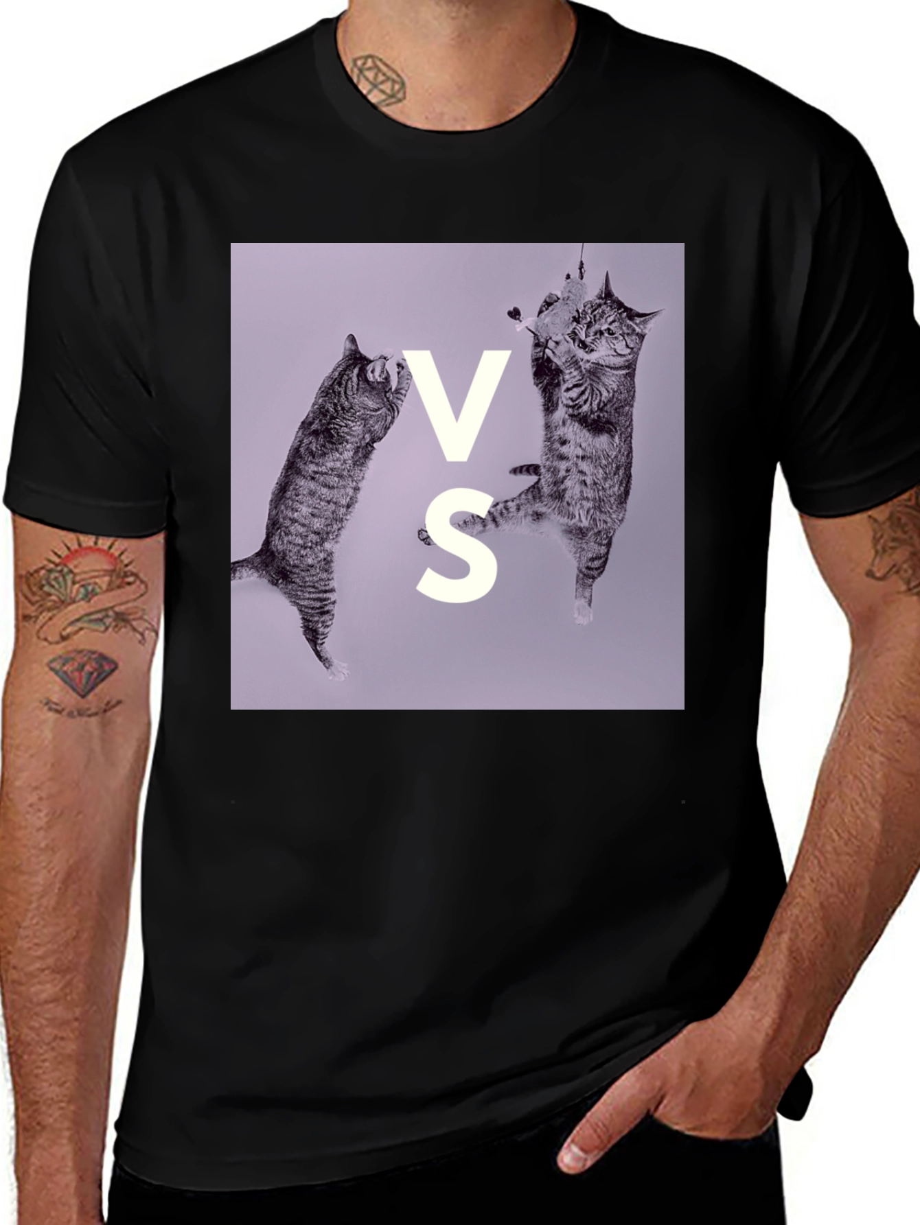 Variant 12 of Cats VS T-Shirt - Funny Feline Graphic Tee