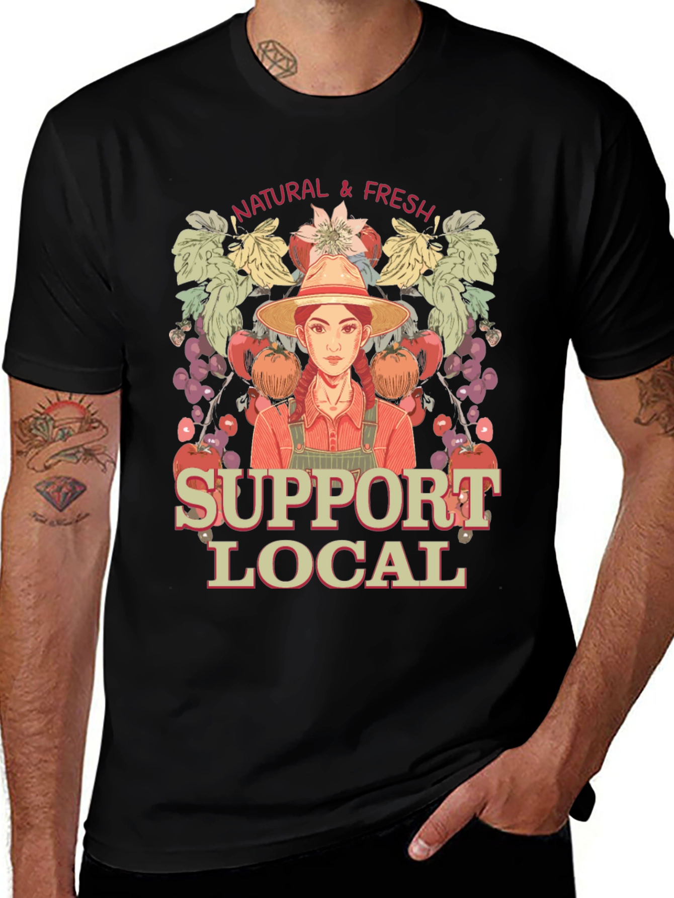 Variant 8 of Support Local Farmers T-Shirt - Natural & Fresh