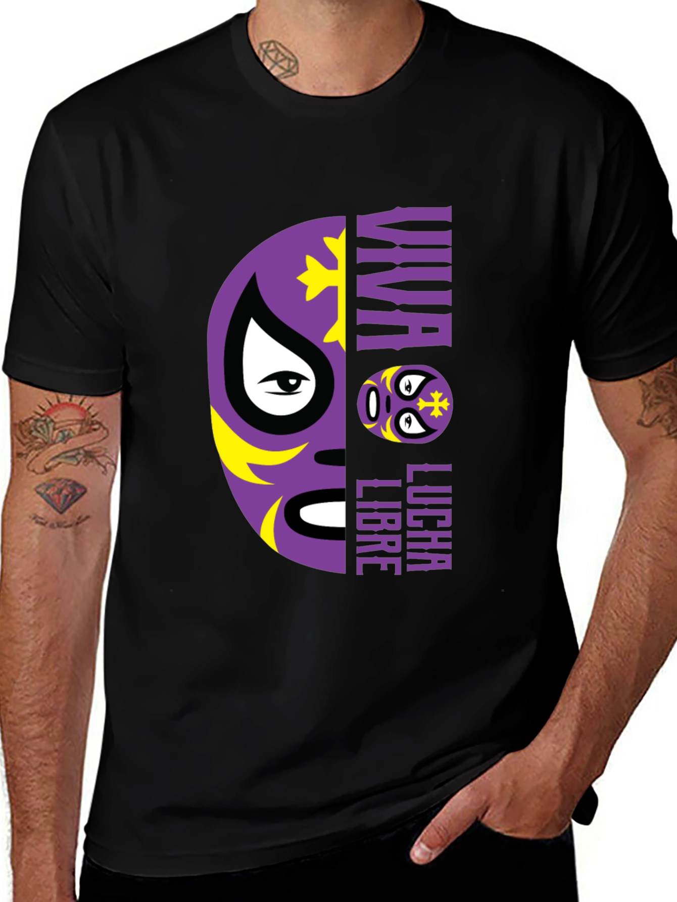 Viva Lucha Libre Graphic Tee - Wrestling Mask Design