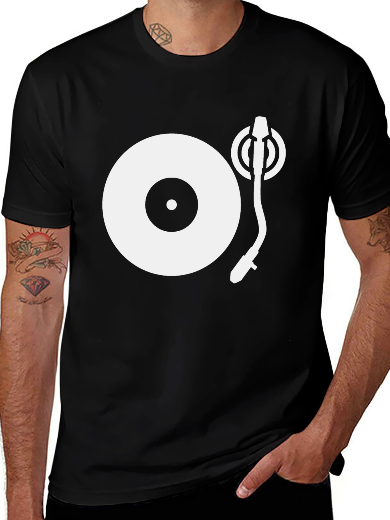 Variant 15 of Cool DJ Turntable Graphic Black T-Shirt