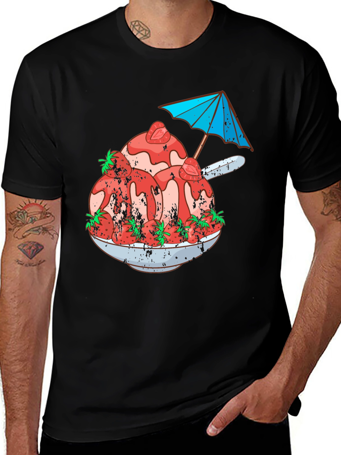 Variant 18 of Strawberry Ice Cream Bowl Graphic Tee