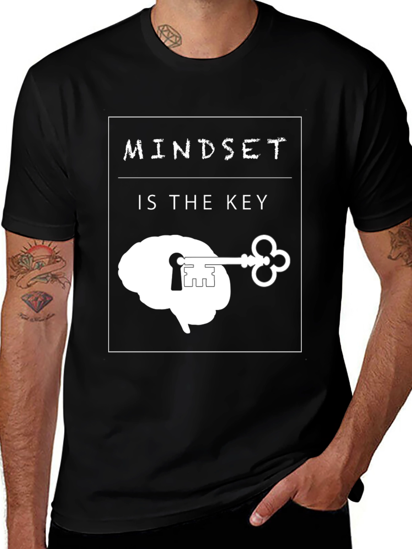 Variant 27 of Mindset is the Key Graphic Tee - Unisex Black T-Shirt