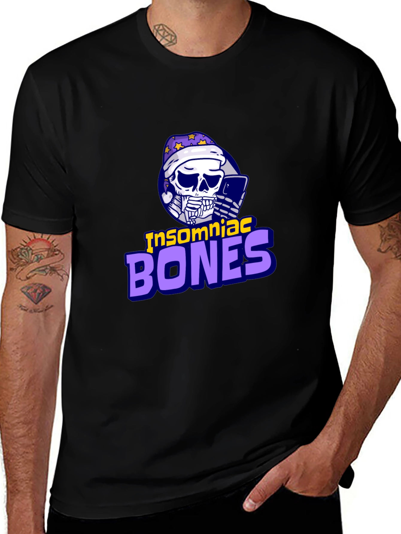 Variant 3 of Insomniac Bones Graphic Tee - Trendy Casual Wear