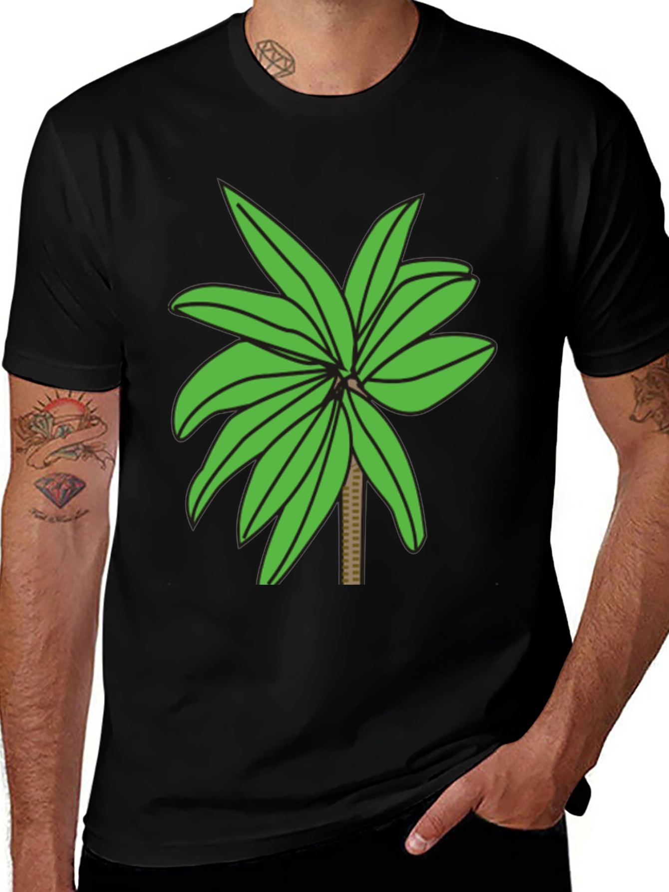 Variant 15 of Tropical Palm Tree Graphic Tee - Black