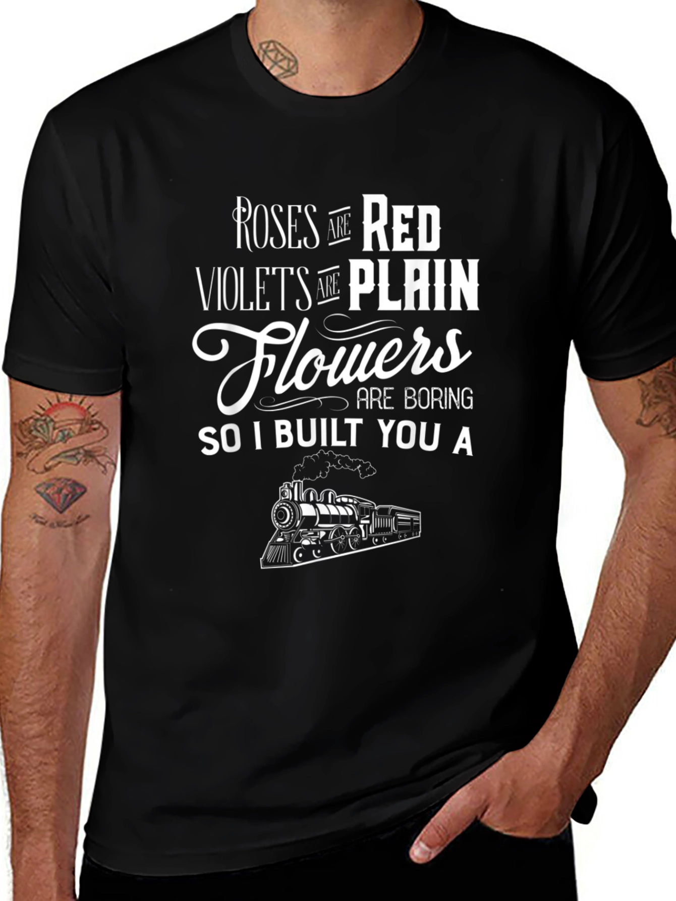 Variant 21 of Roses are Red Train Graphic Tee - Black