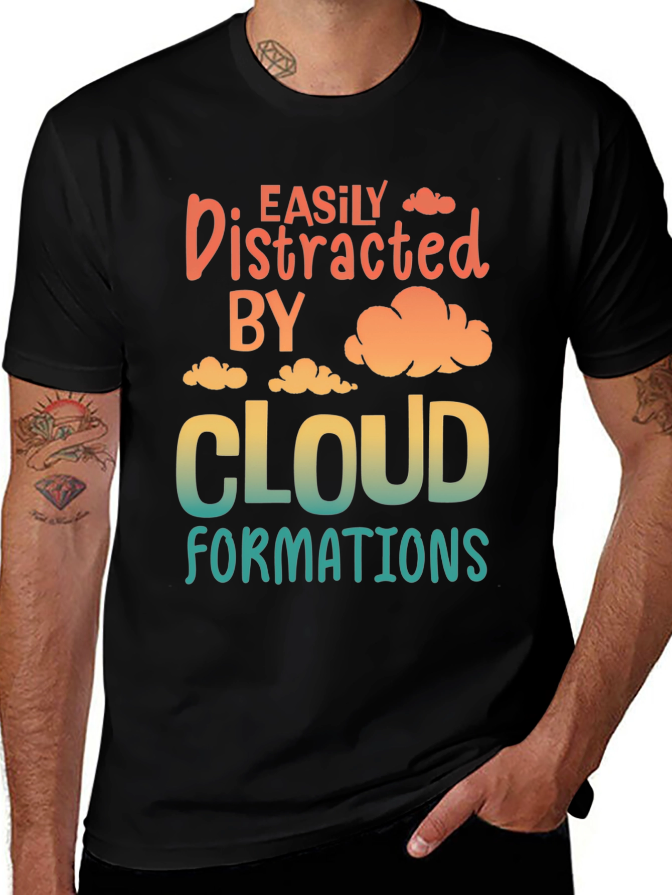 Black Easily Distracted By Cloud Formations T-Shirt main image