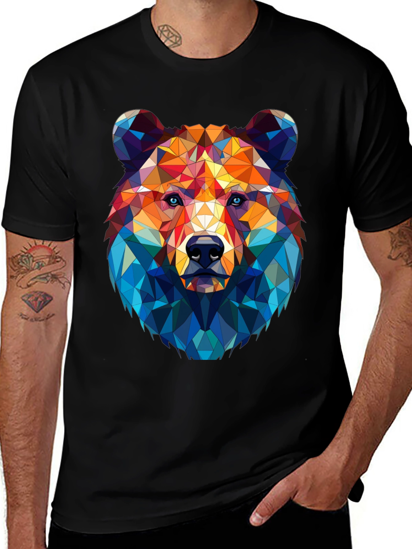 Variant 6 of Geometric Bear Graphic Tee - Modern Style
