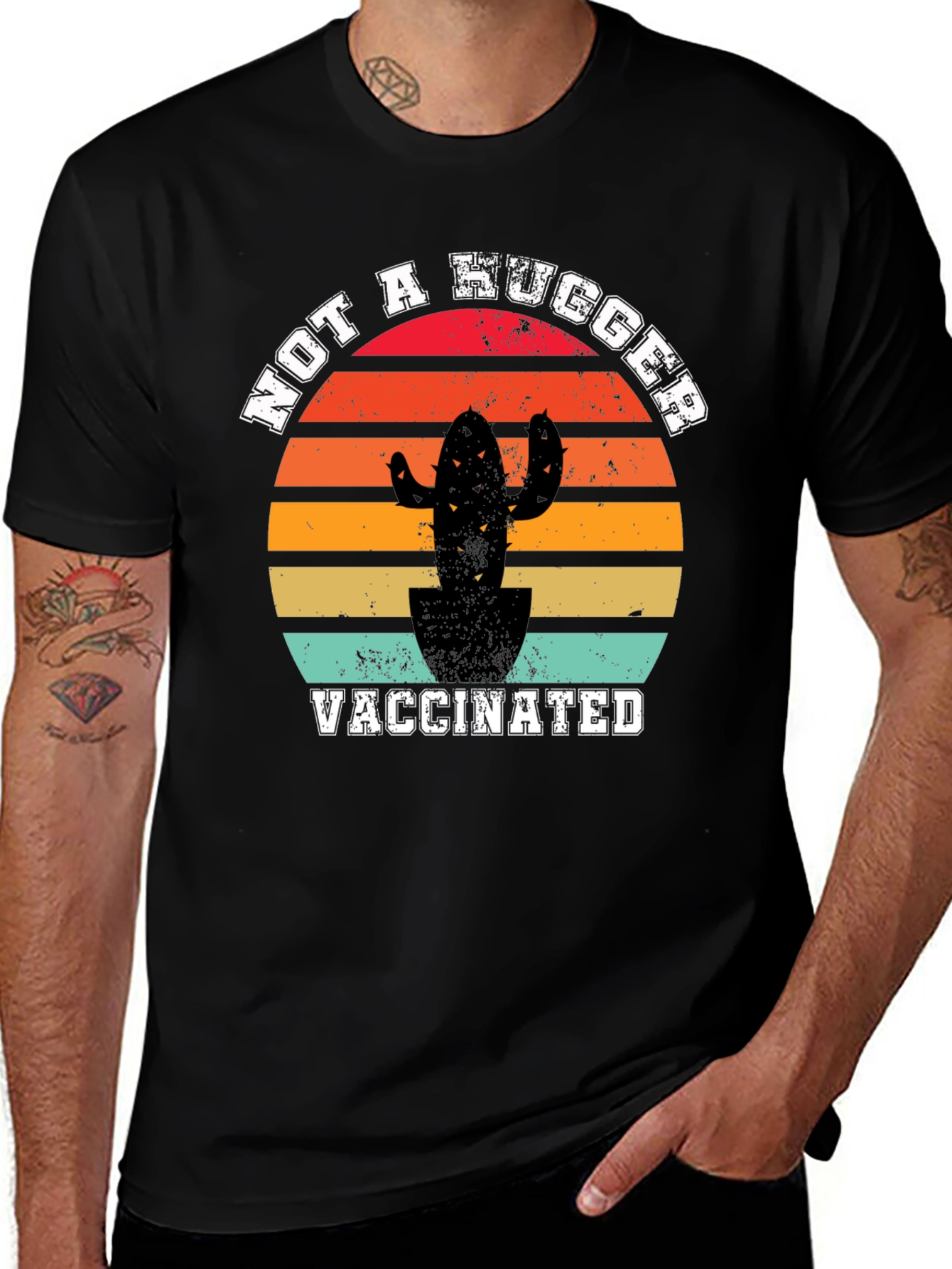 Variant 10 of Not a Hugger Vaccinated T-Shirt Cactus