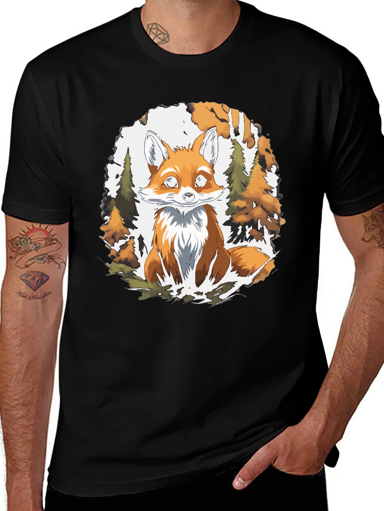 Fox in the Woods Graphic Tee - Black