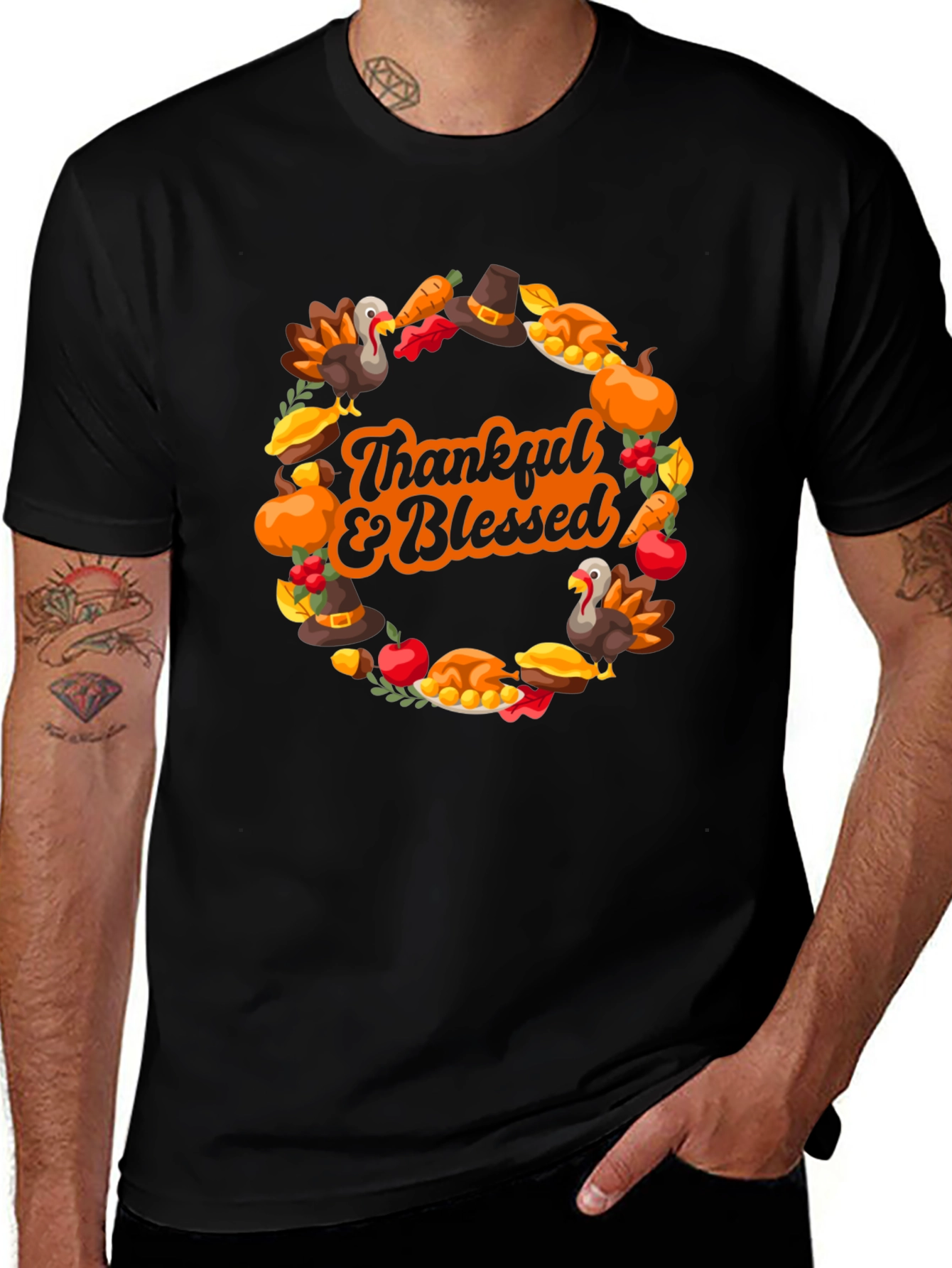 Variant 9 of Thankful & Blessed Thanksgiving T-Shirt