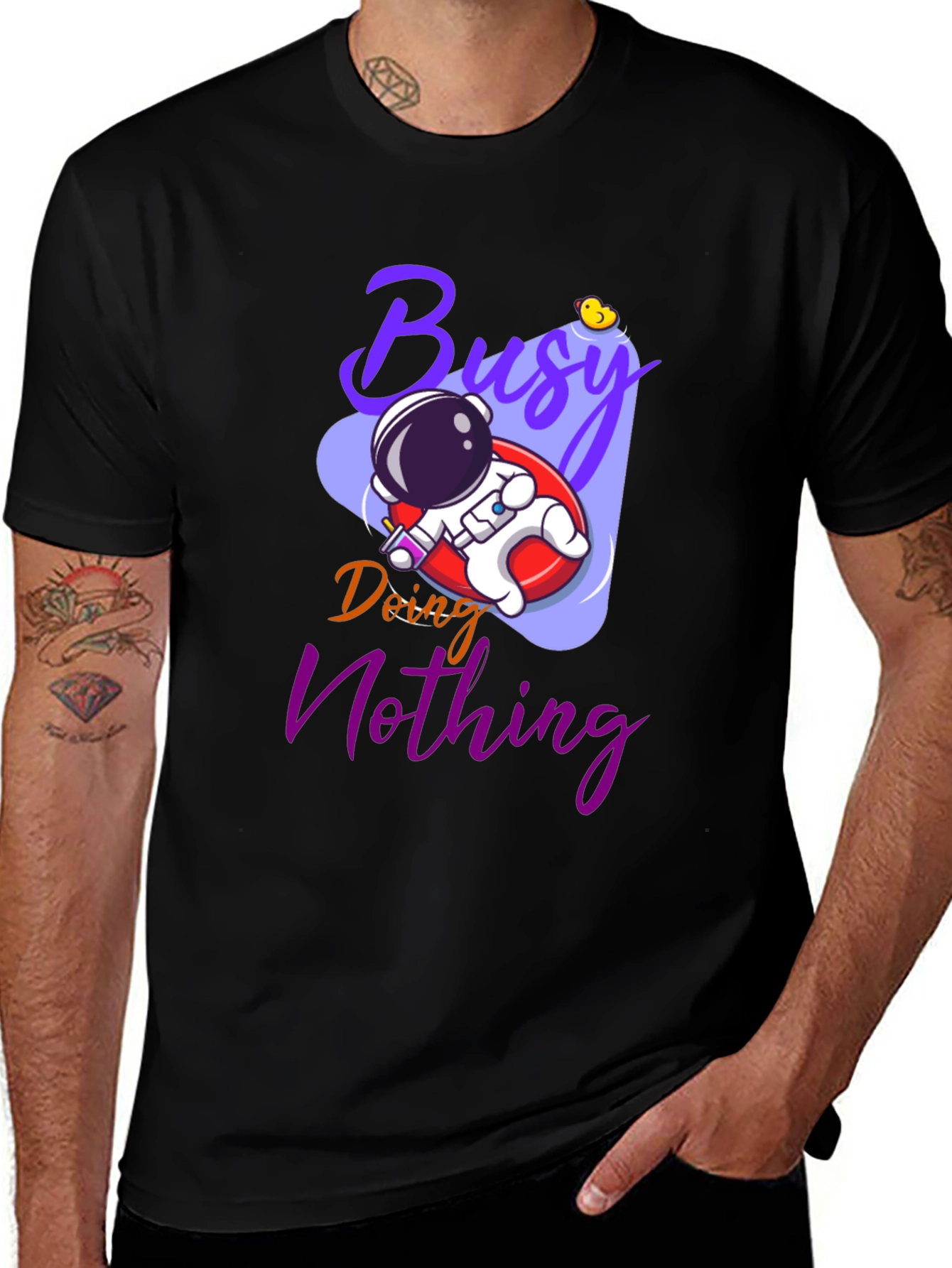 Variant 9 of Busy Doing Nothing T-Shirt - Astronaut Relaxing Tee