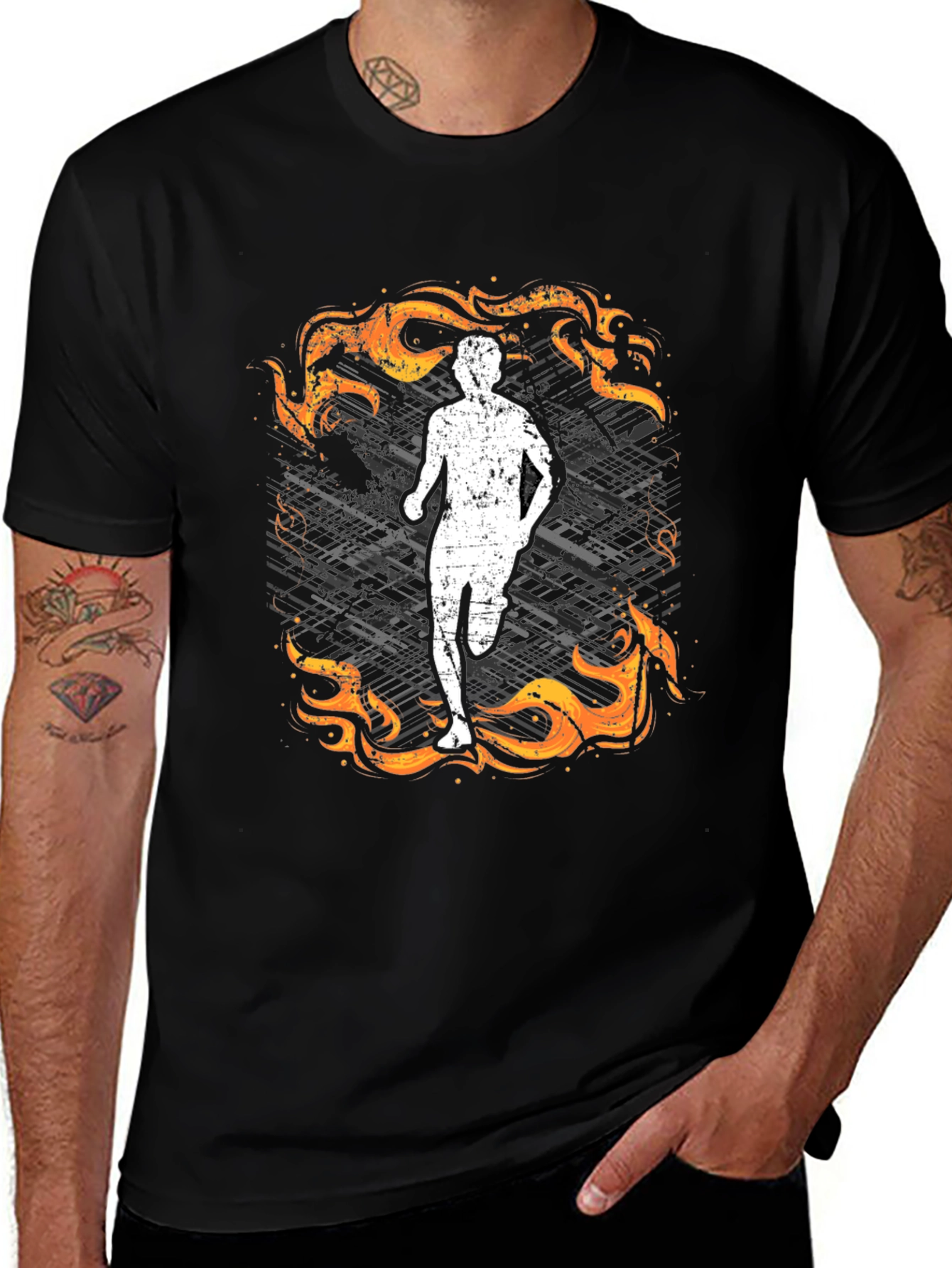 Variant 2 of Runner in Flames Graphic T-Shirt