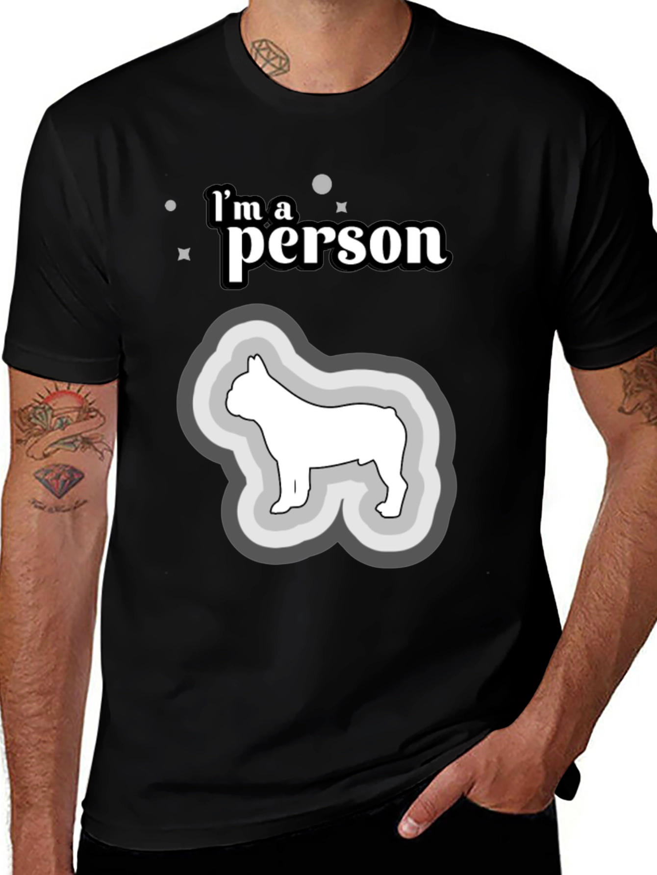 Variant 19 of I'm a Person Dog T-Shirt - Black Cotton