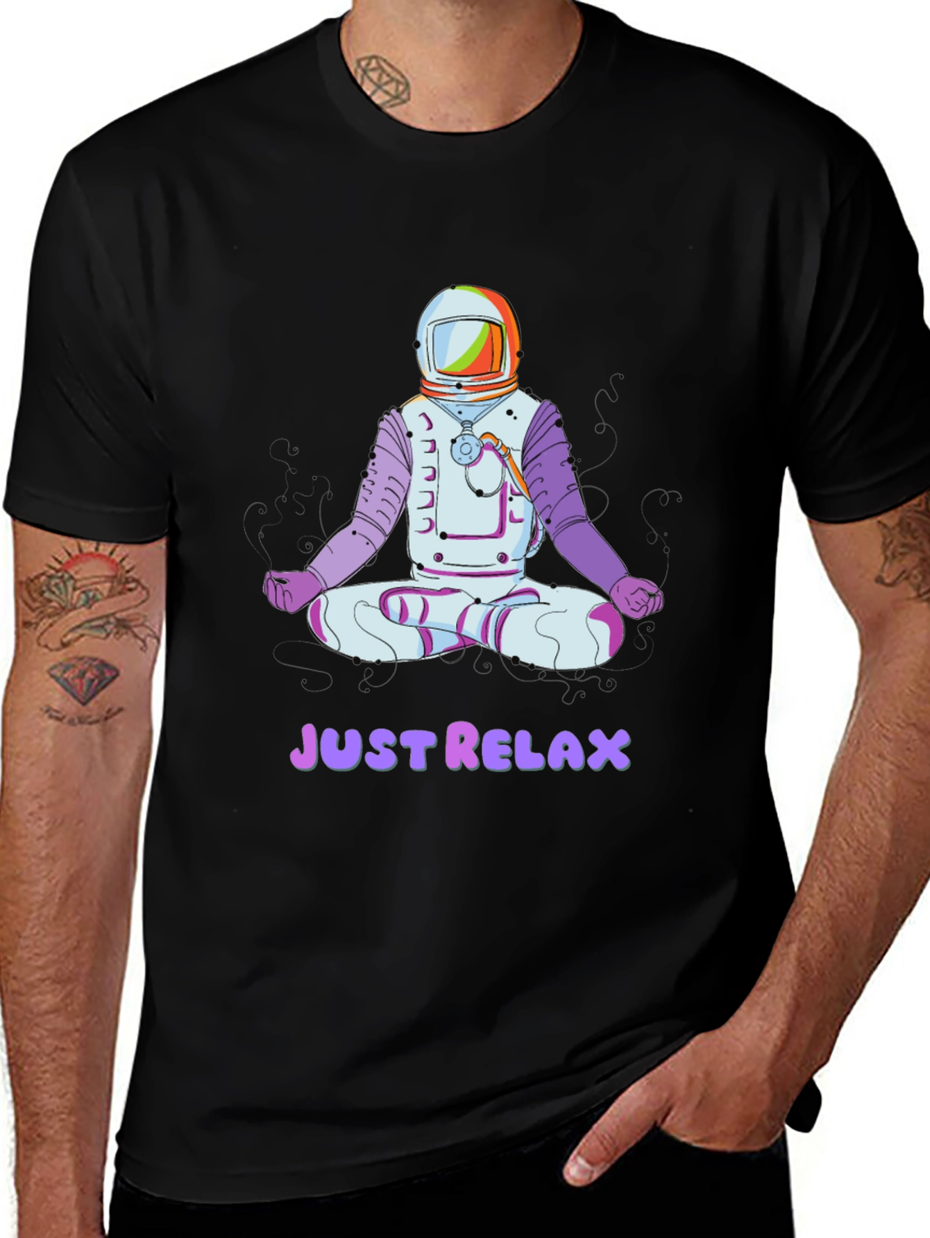 Variant 22 of Astronaut Meditating T-Shirt - Just Relax Graphic Tee