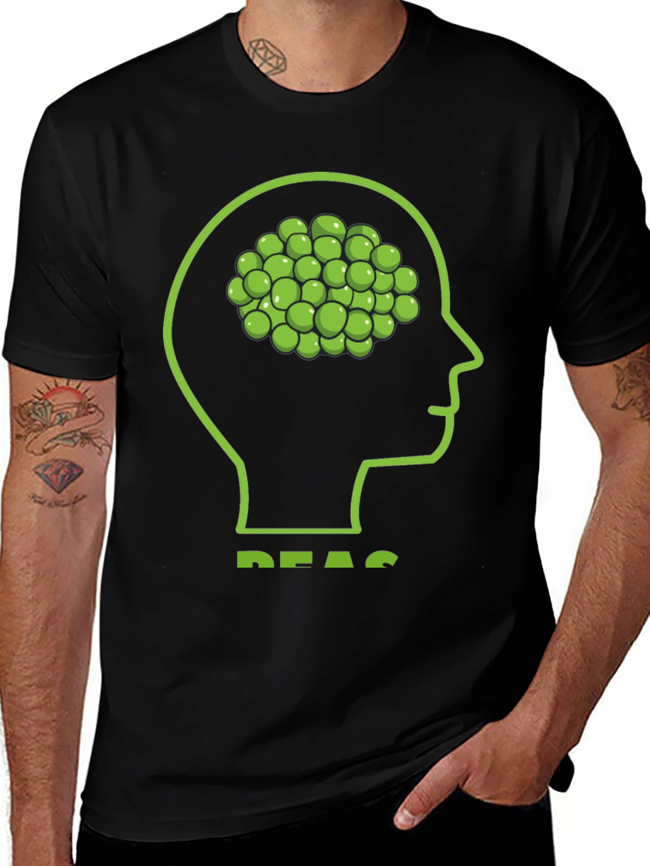 Variant 29 of Peas Brain T-Shirt: Funny Vegetable Mind Tee