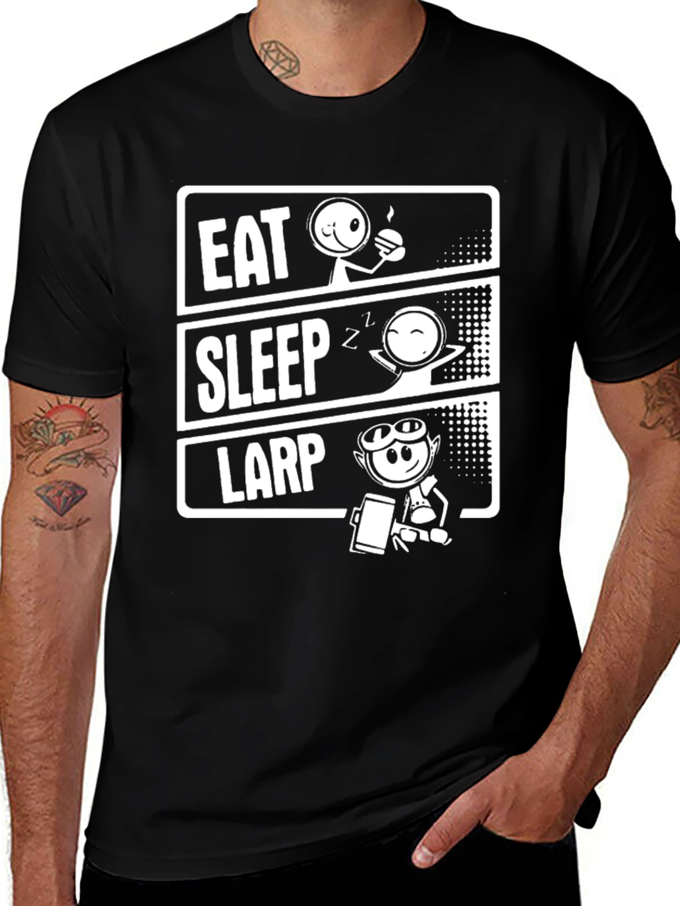 Variant 15 of Eat Sleep LARP Black T-Shirt