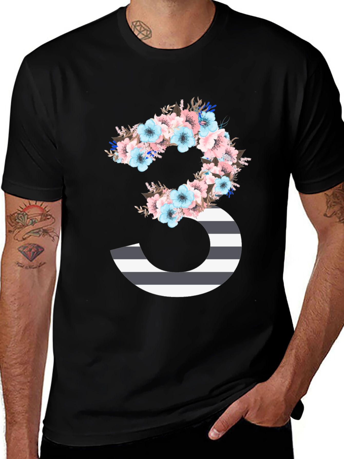 Variant 23 of Floral Number 3 Graphic Tee