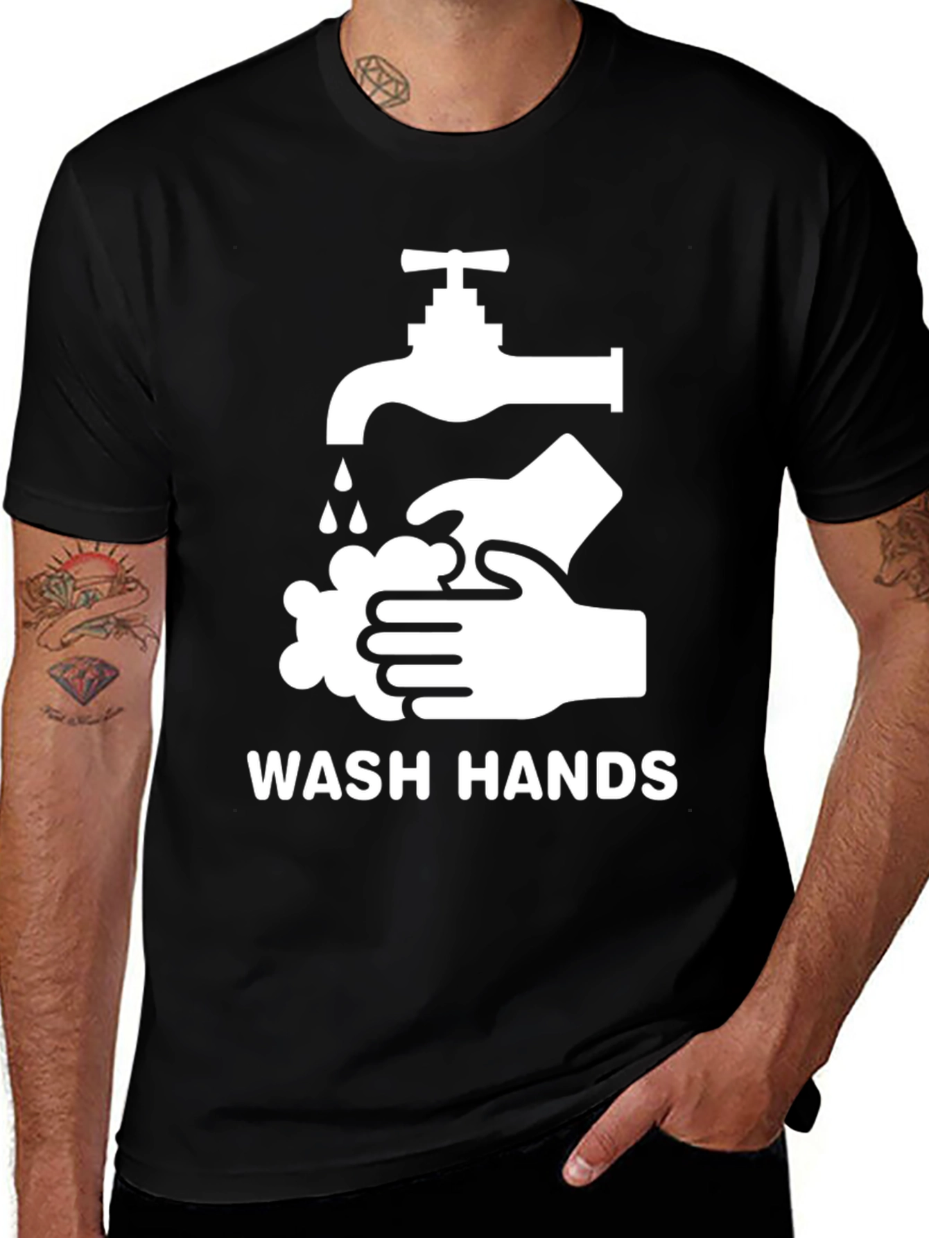 Variant 10 of Wash Hands Graphic Tee - Black