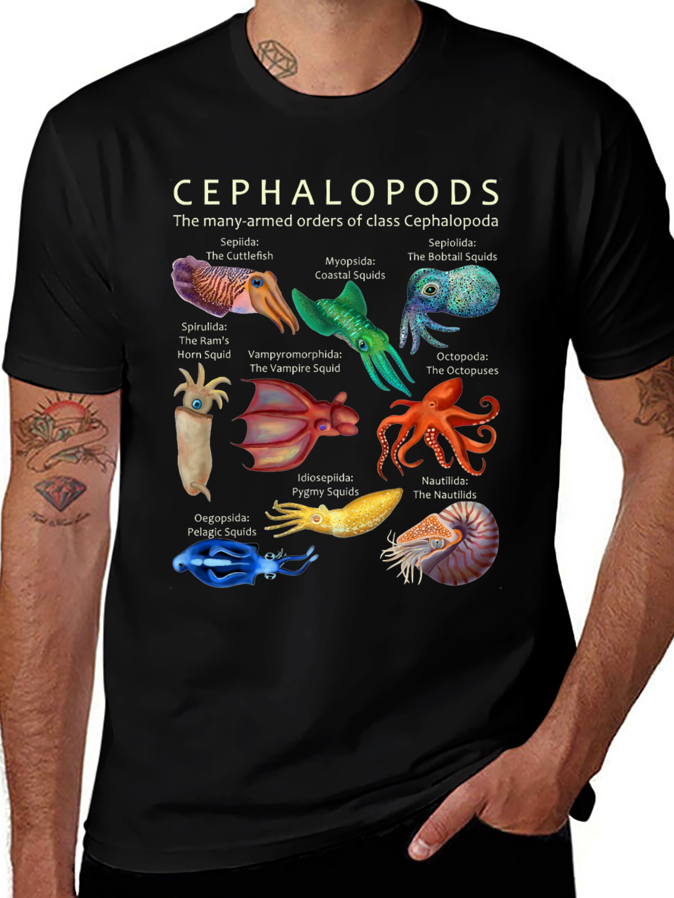 Cephalopods T-Shirt - Many Armed Orders of Class Graphic Tee