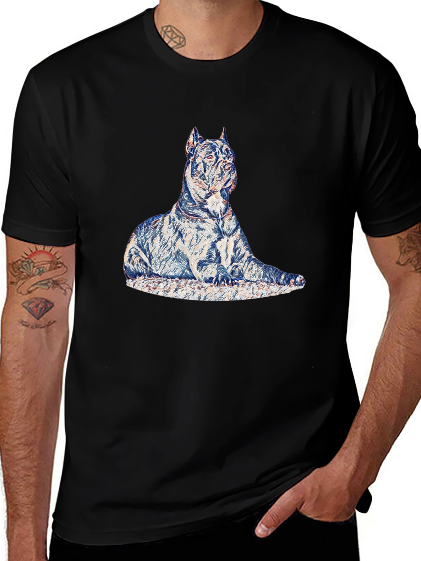 Variant 9 of Dog Graphic Tee - Black Casual T-Shirt