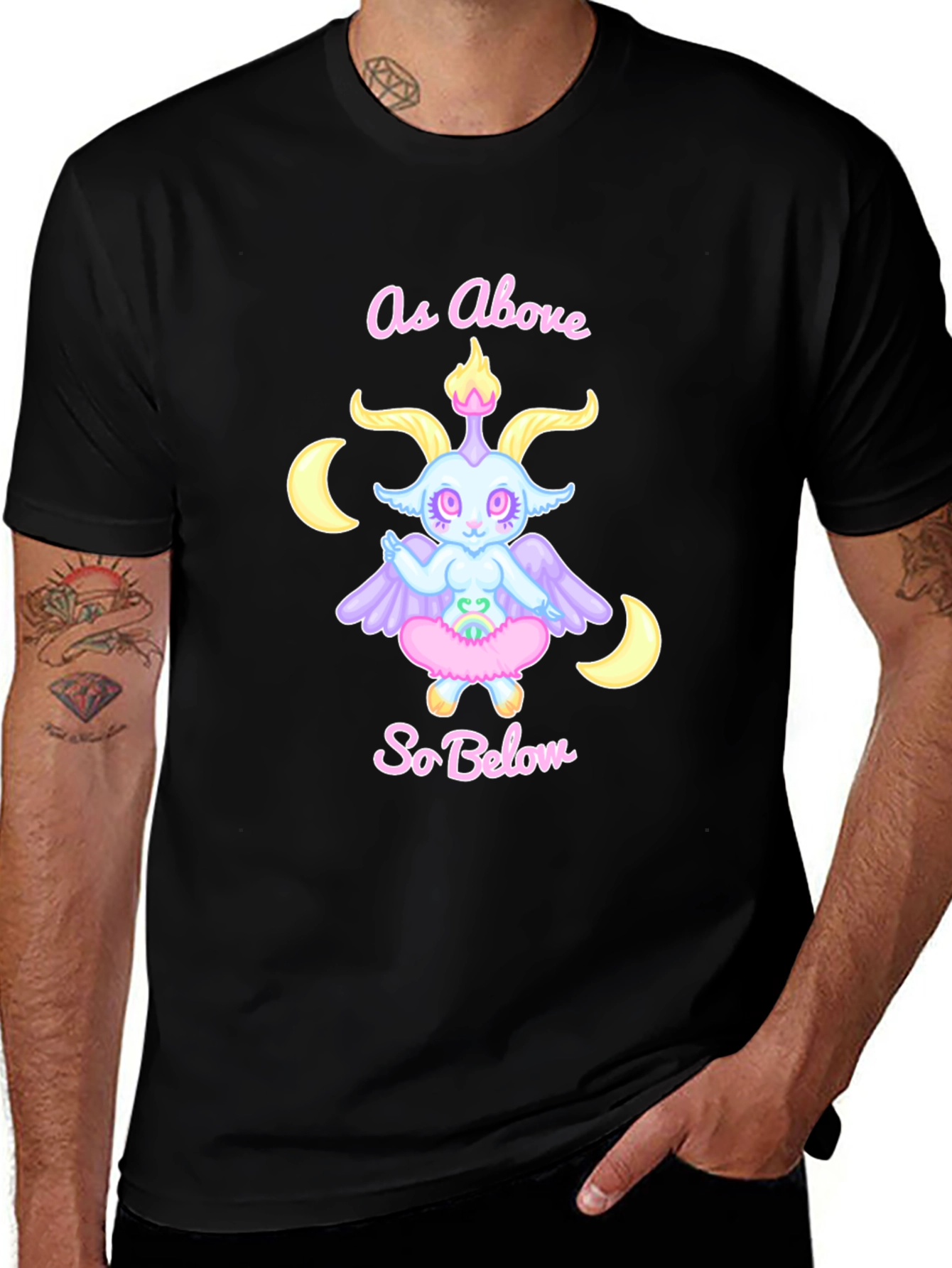 Variant 5 of Pastel Baphomet Black T-Shirt - As Above So Below