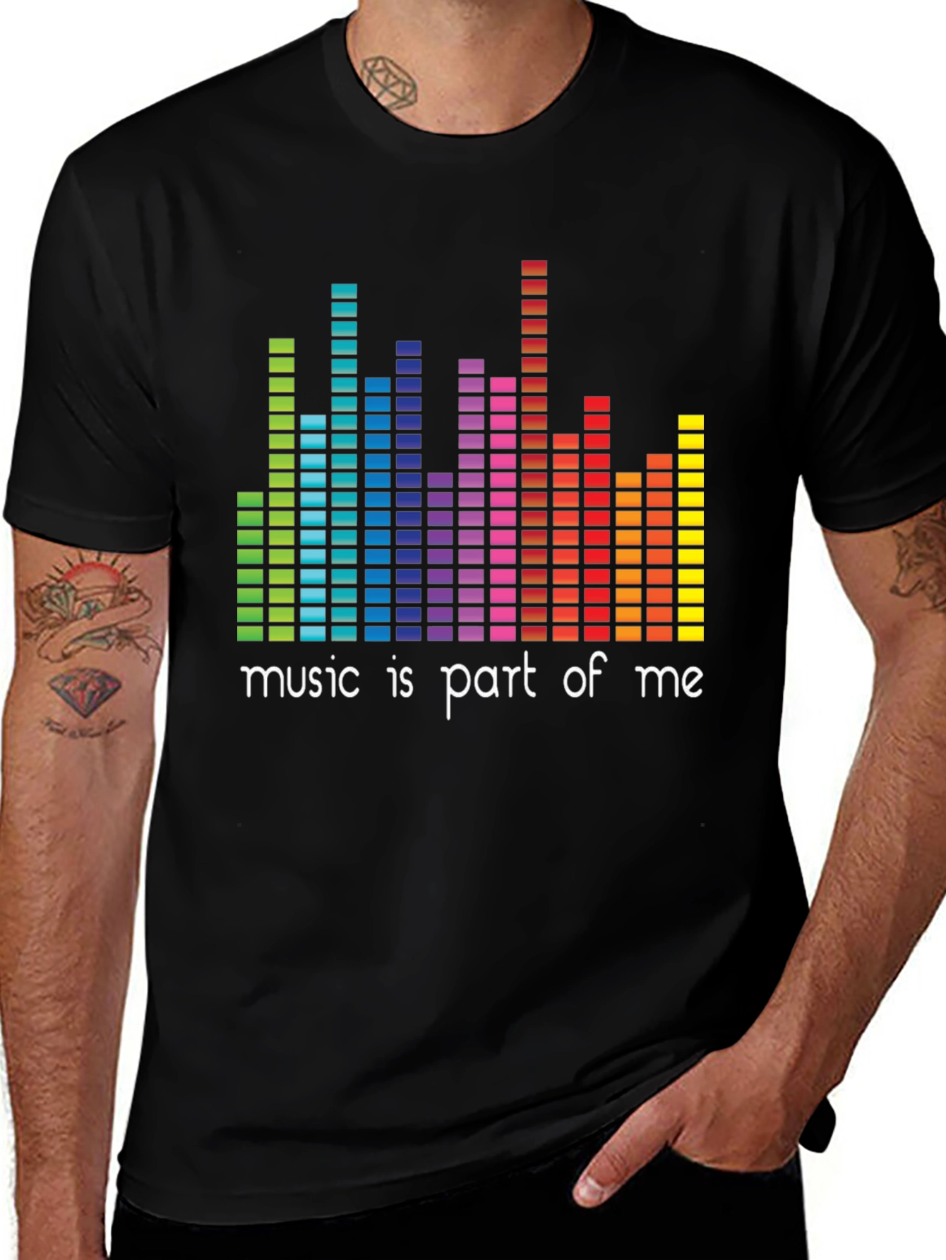 Variant 16 of Music is Part of Me T-Shirt - Colorful Equalizer Design