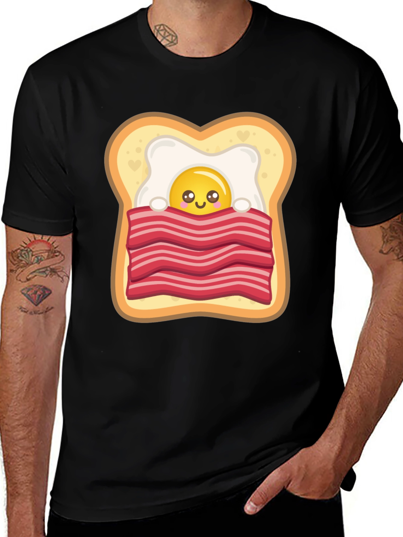 Variant 13 of Breakfast T-Shirt - Egg & Bacon in Toast Bed Graphic Tee