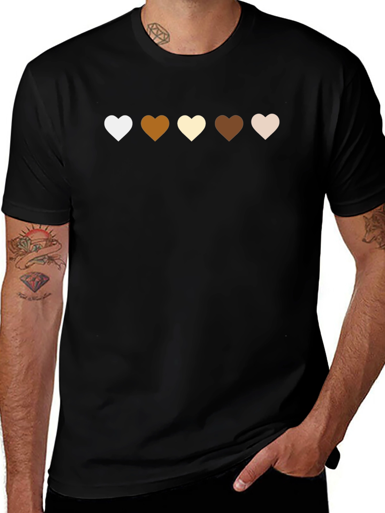 Variant 16 of Diversity Hearts T-Shirt - Black Casual Tee
