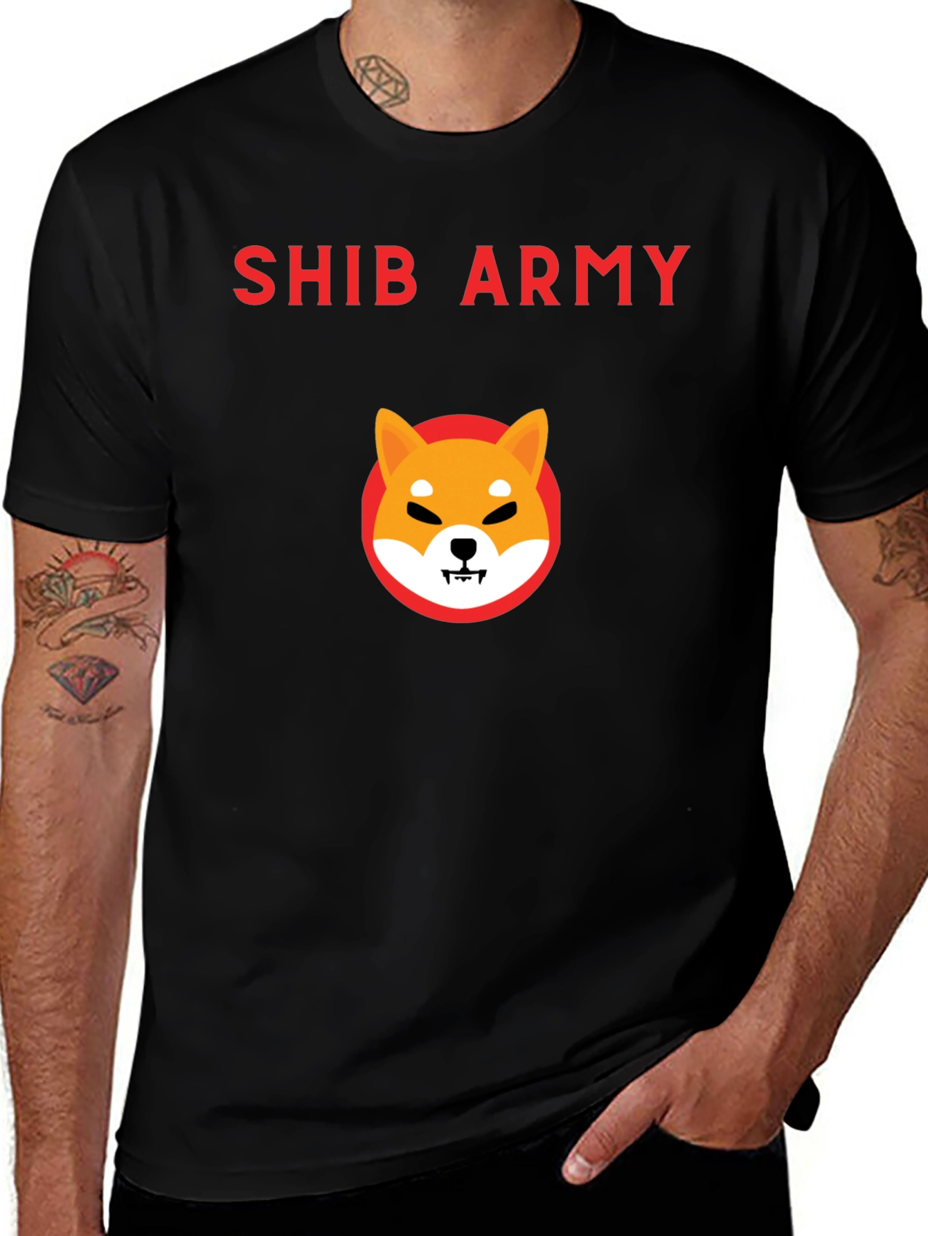 Shiba Inu SHIB Army Black Graphic Tee