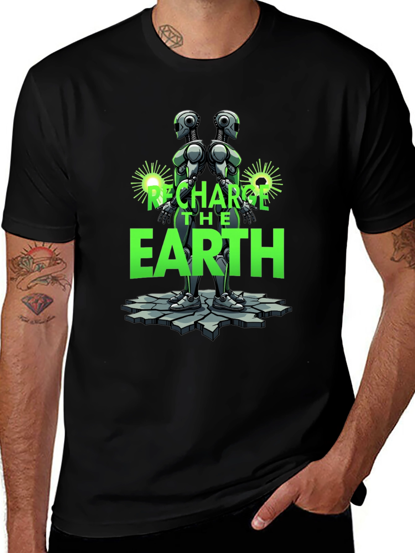 Variant 24 of Recharge the Earth Graphic T-Shirt - Eco-Friendly Design