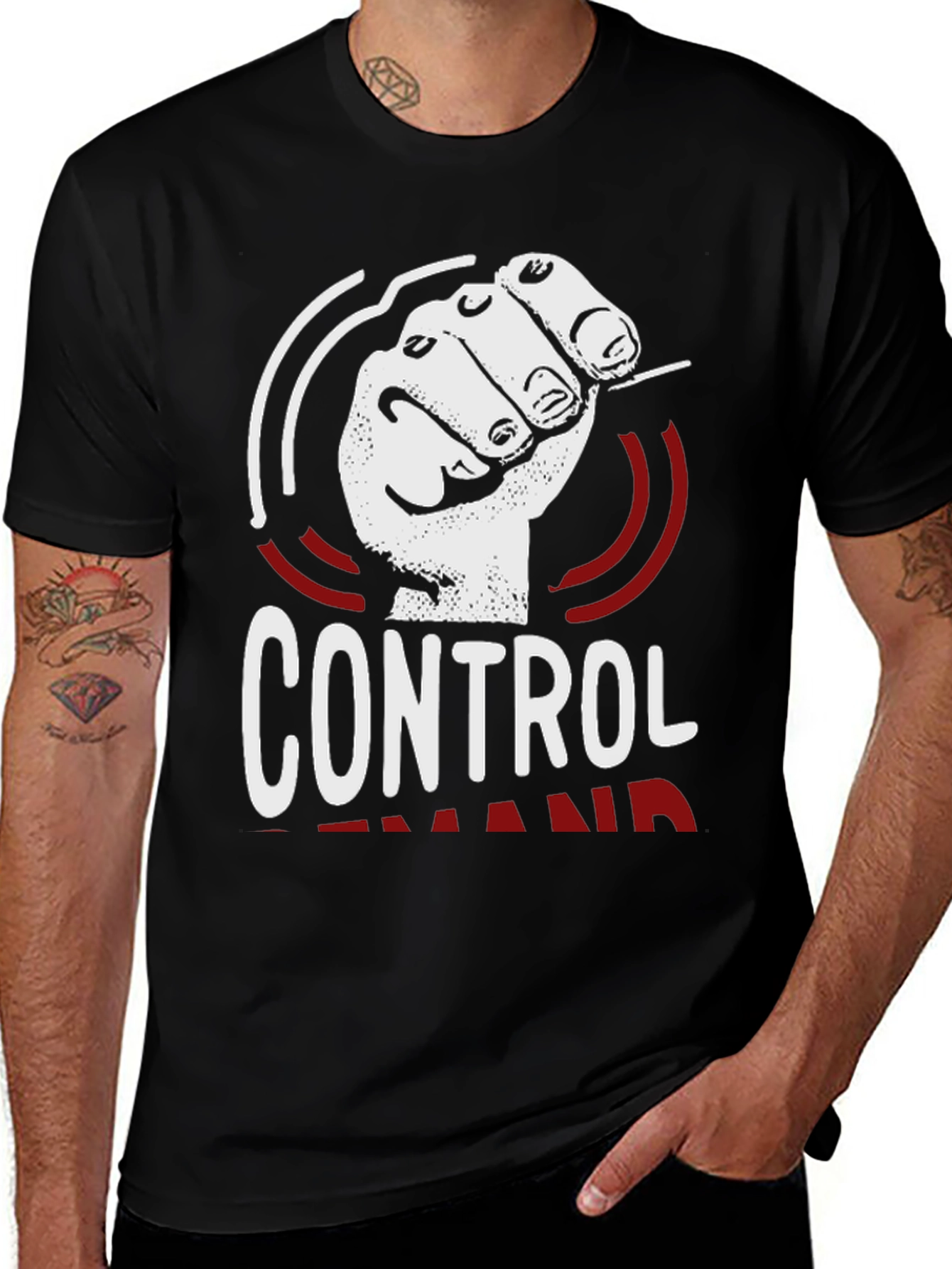 Variant 28 of Control Graphic Tee - Black Cotton T-Shirt
