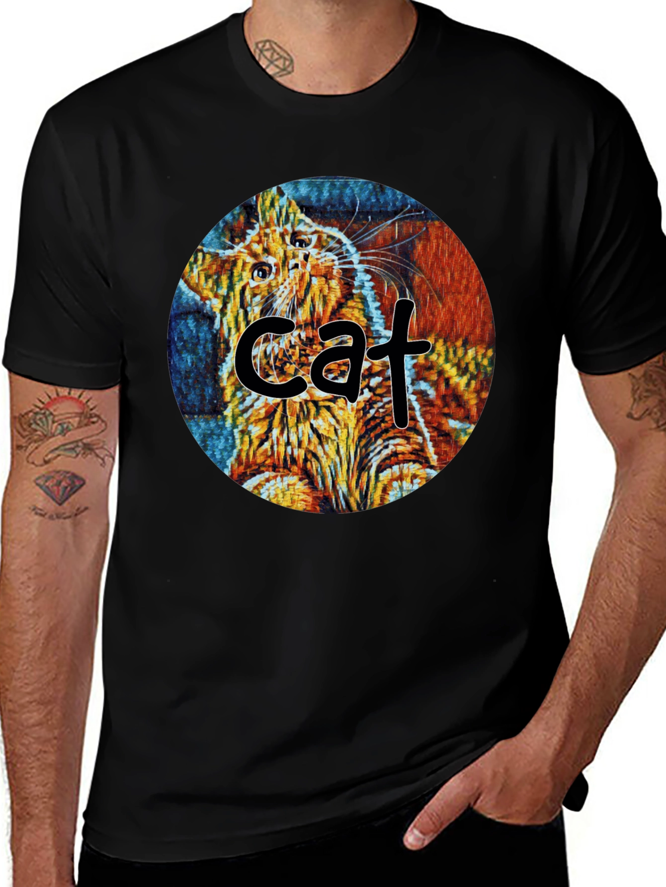 Variant 21 of Abstract Cat Graphic T-Shirt - Unique Art Tee