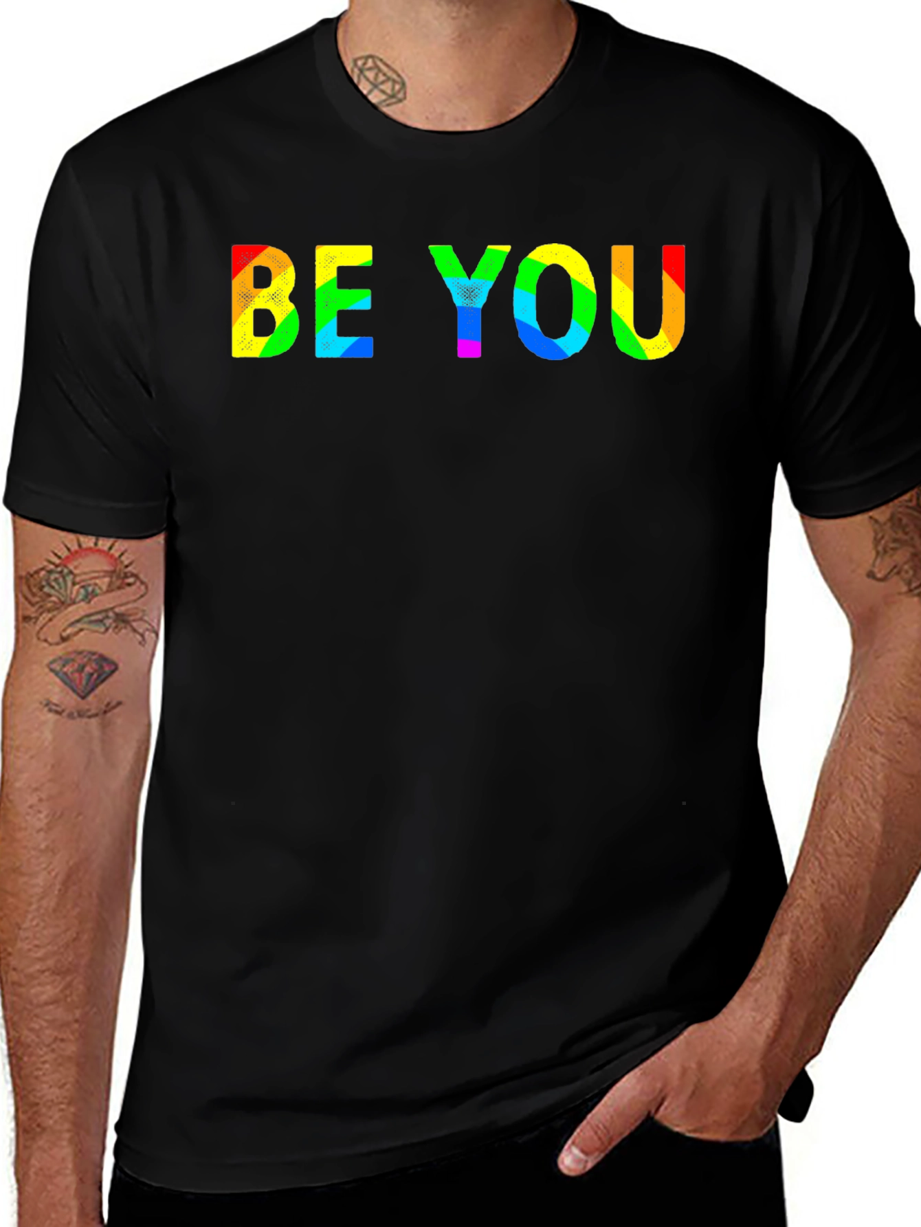 Variant 10 of Be You Rainbow Graphic T-Shirt - Black